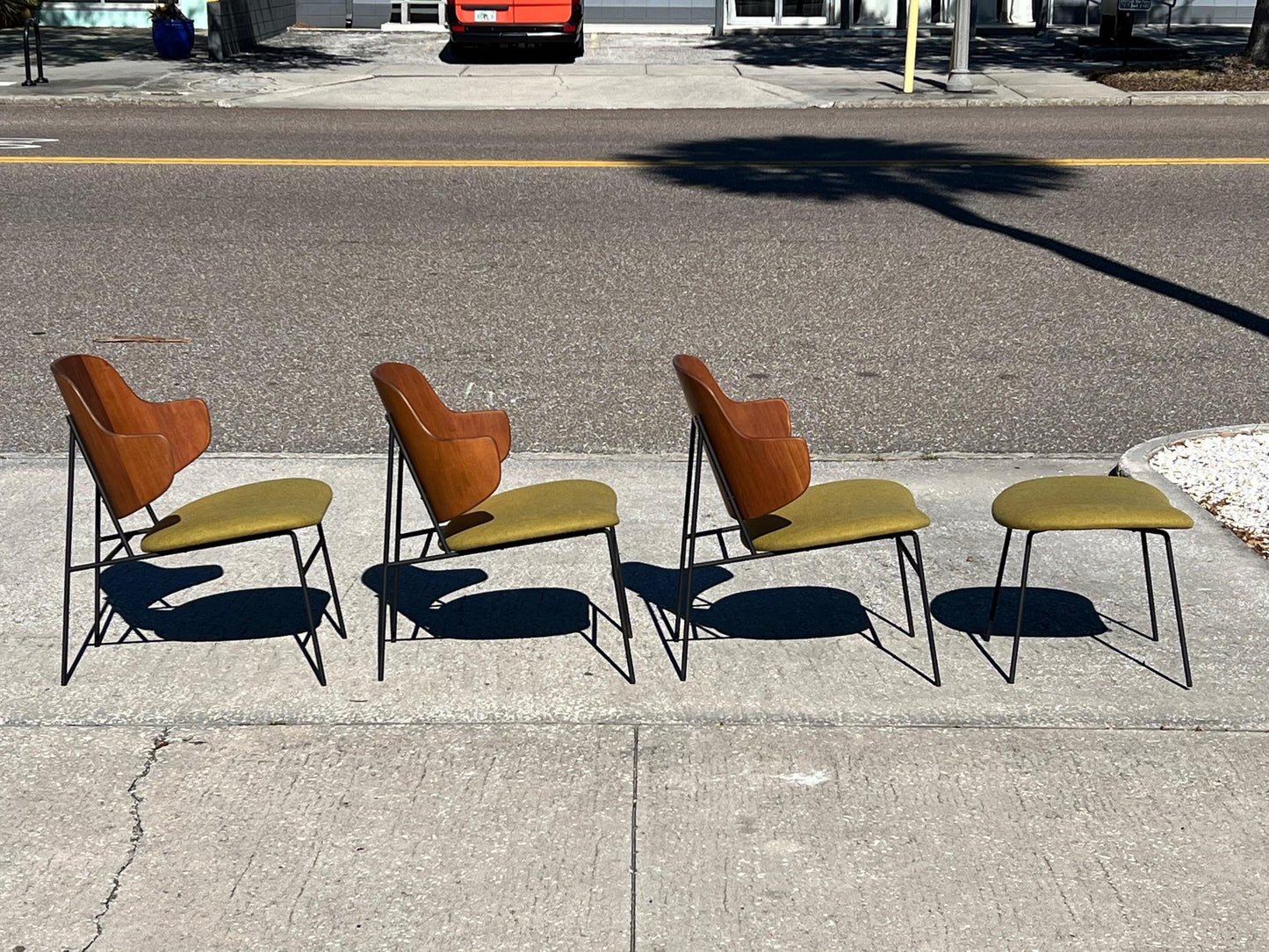 Frisman Vintage A Set of Low Kofod Larsen Penguin Chairs With An Ottoman