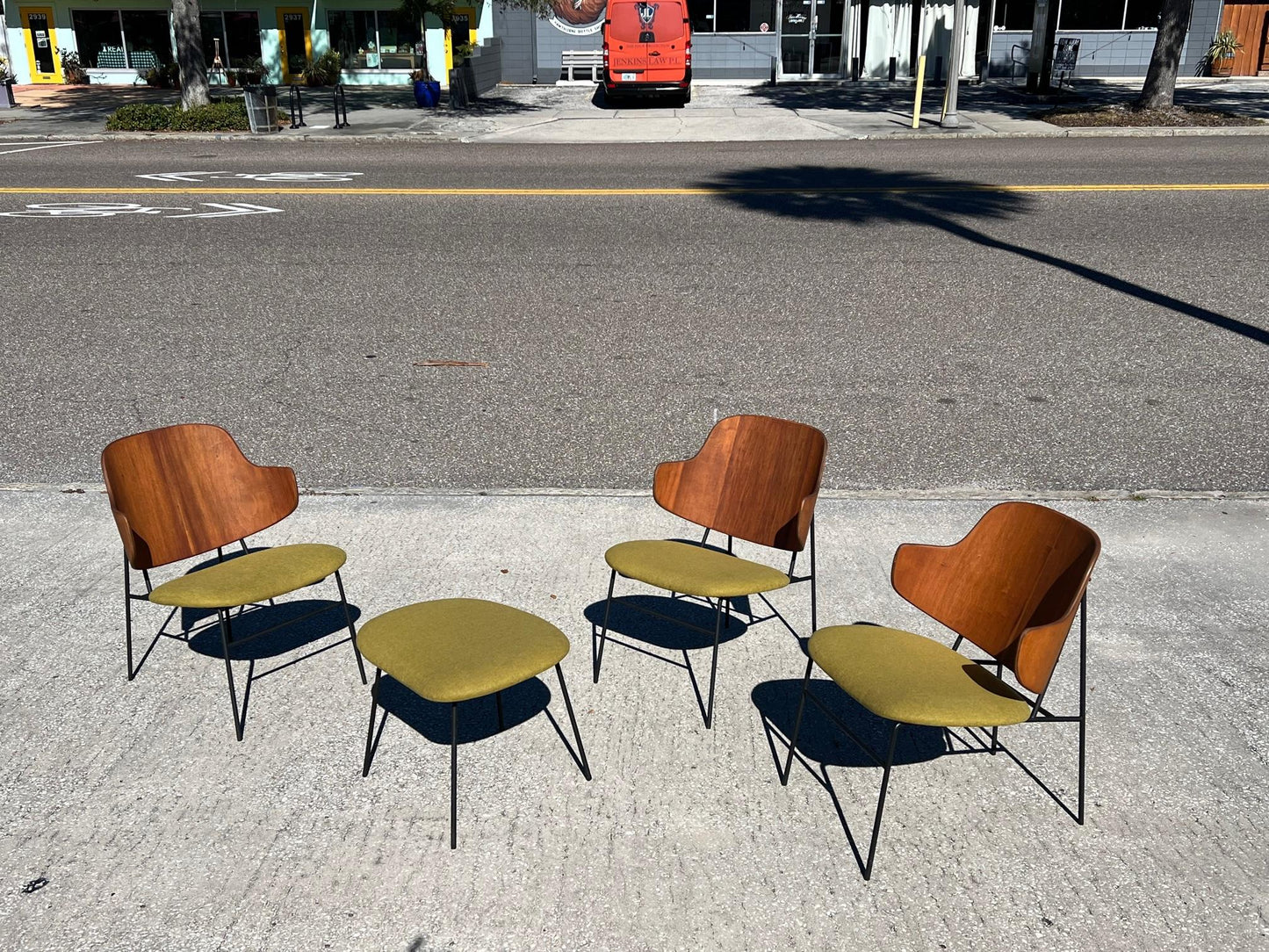 Frisman Vintage A Set of Low Kofod Larsen Penguin Chairs With An Ottoman