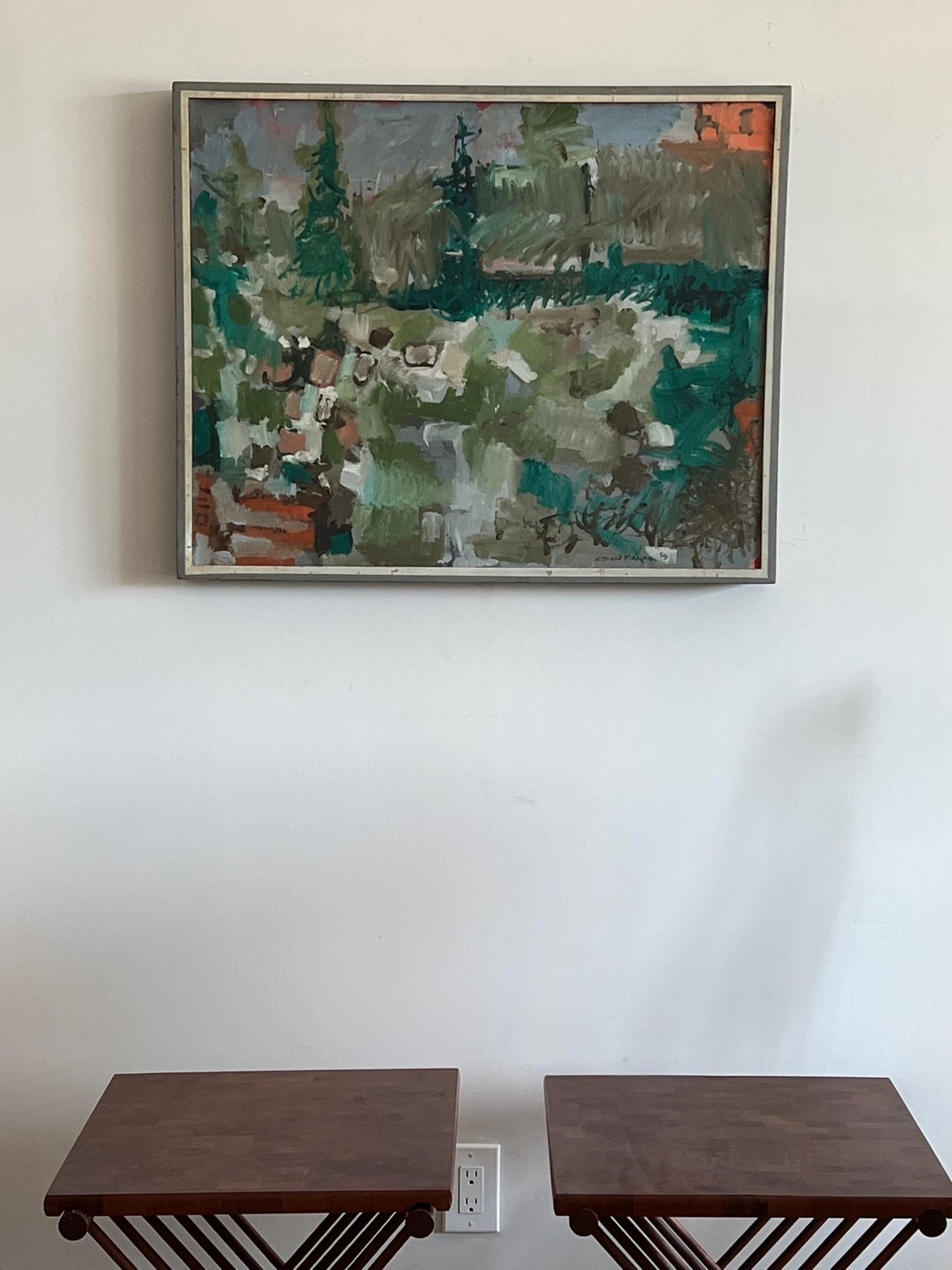 Frisman Vintage Leonard Maurer Landscape Painting, 1959