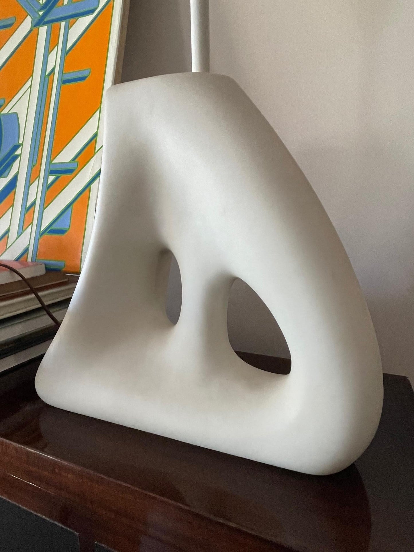 Frisman Vintage Unusual Ceramic Biomorphic Lamp With Original Shade