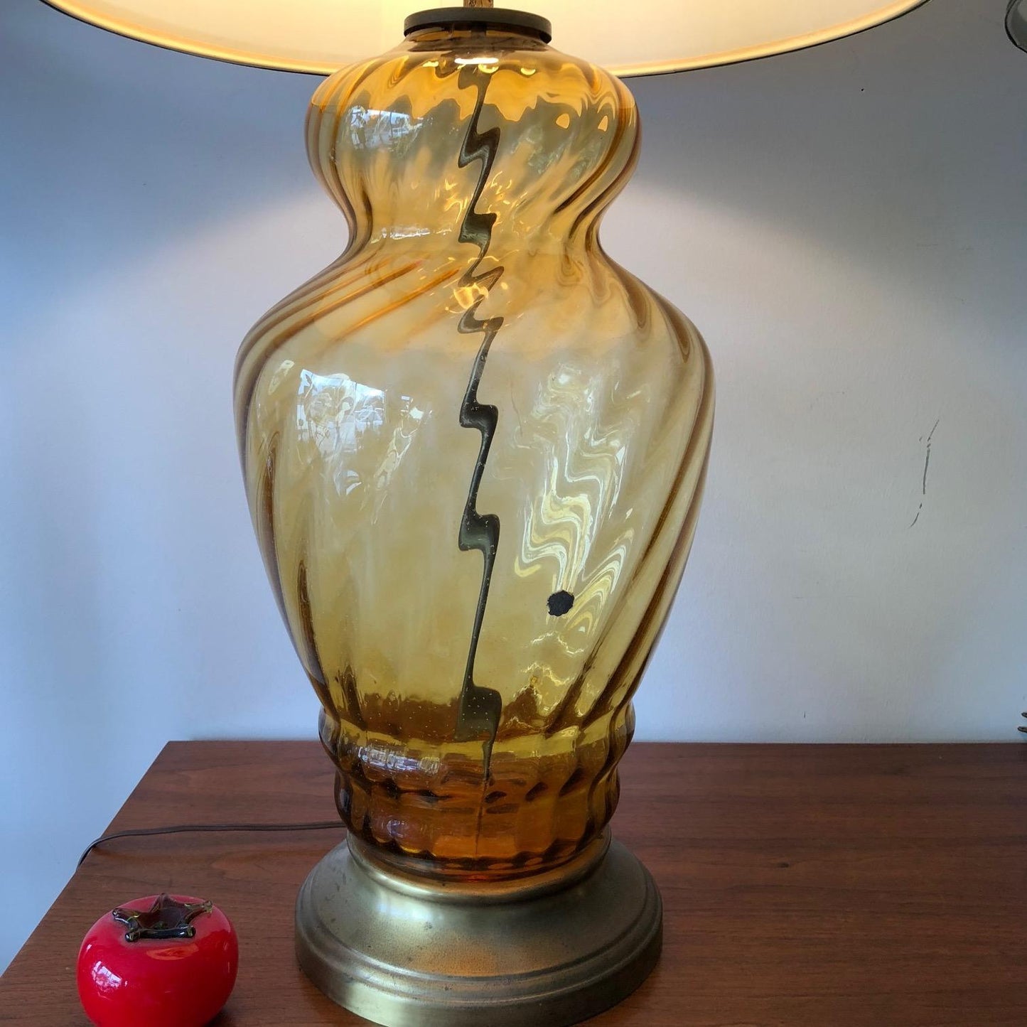 Frisman Vintage Pair of Large-Scale Glass Lamps Italy, 1950s