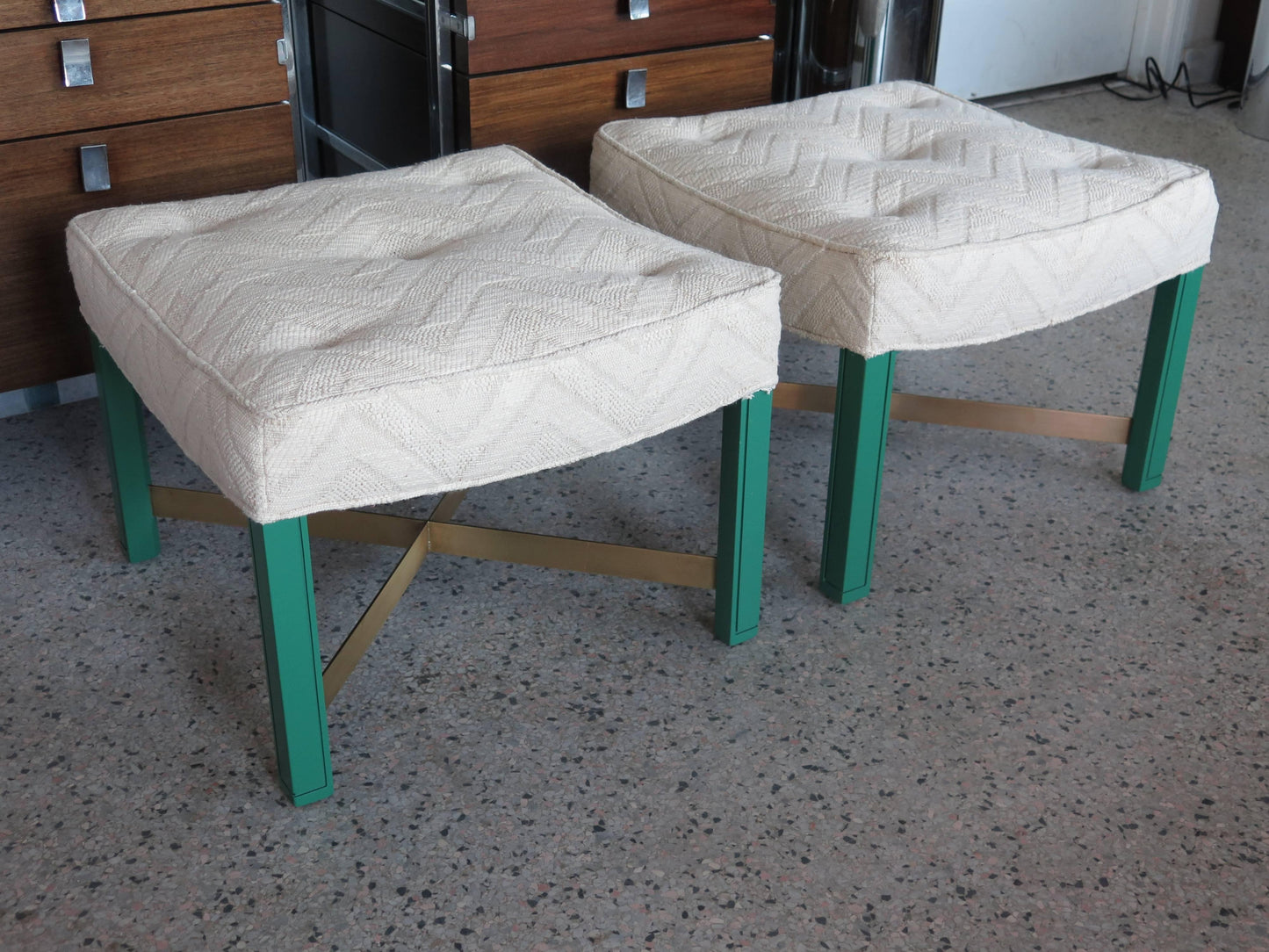 Frisman Vintage Pair of Paul Laszlo Ottomans
