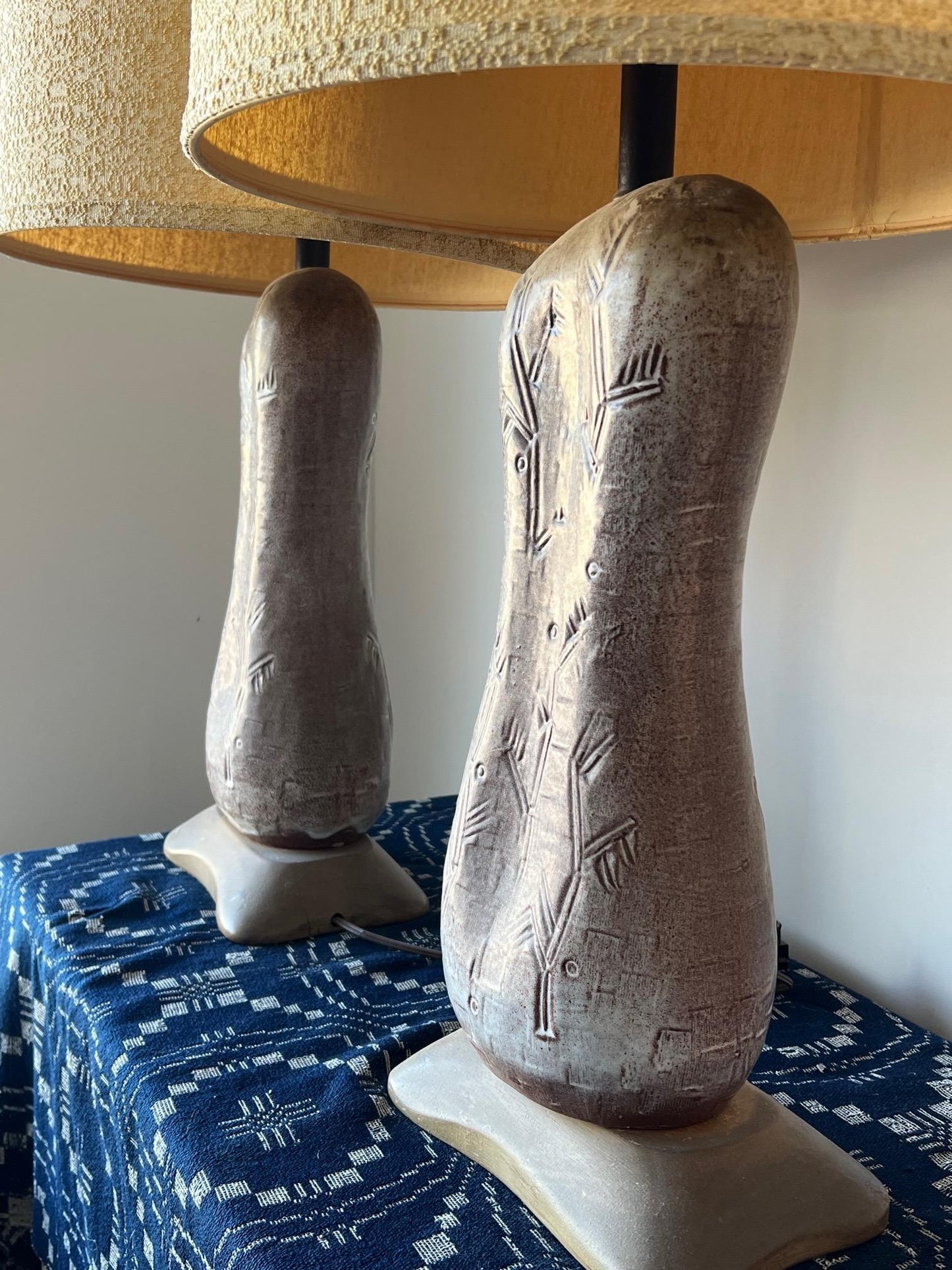 Frisman Vintage Pair of Unusual Ceramic Lamps by Design Technics