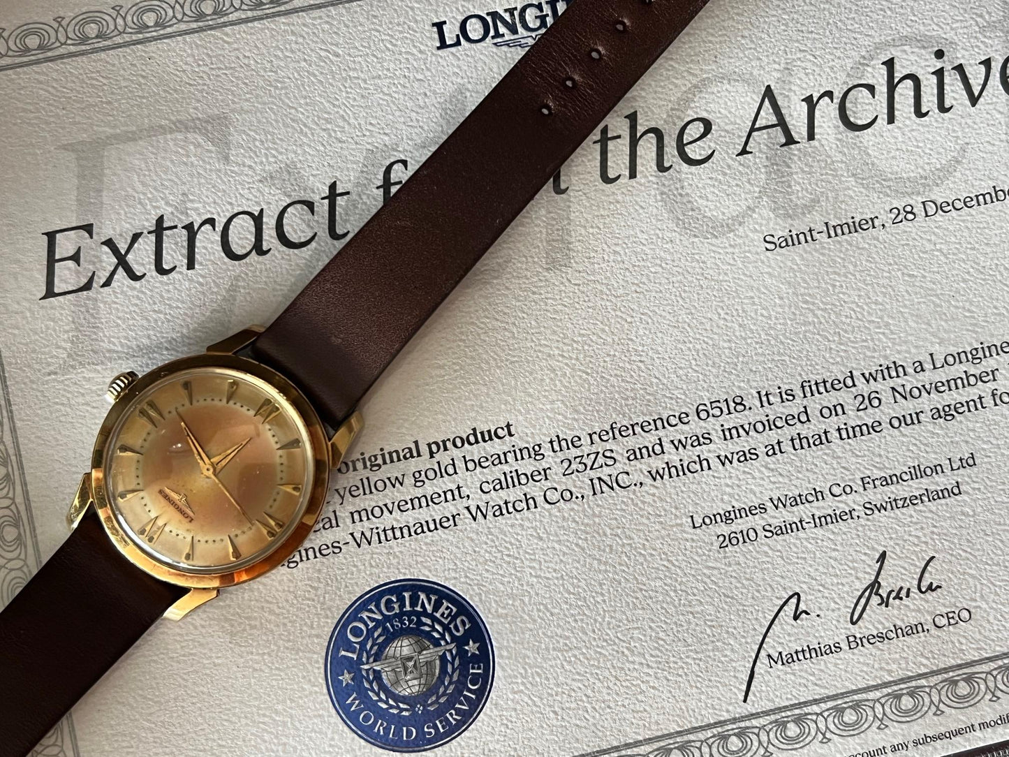 Frisman Vintage Longines 14k Gold Watch Tropical Patina Ca' 1953