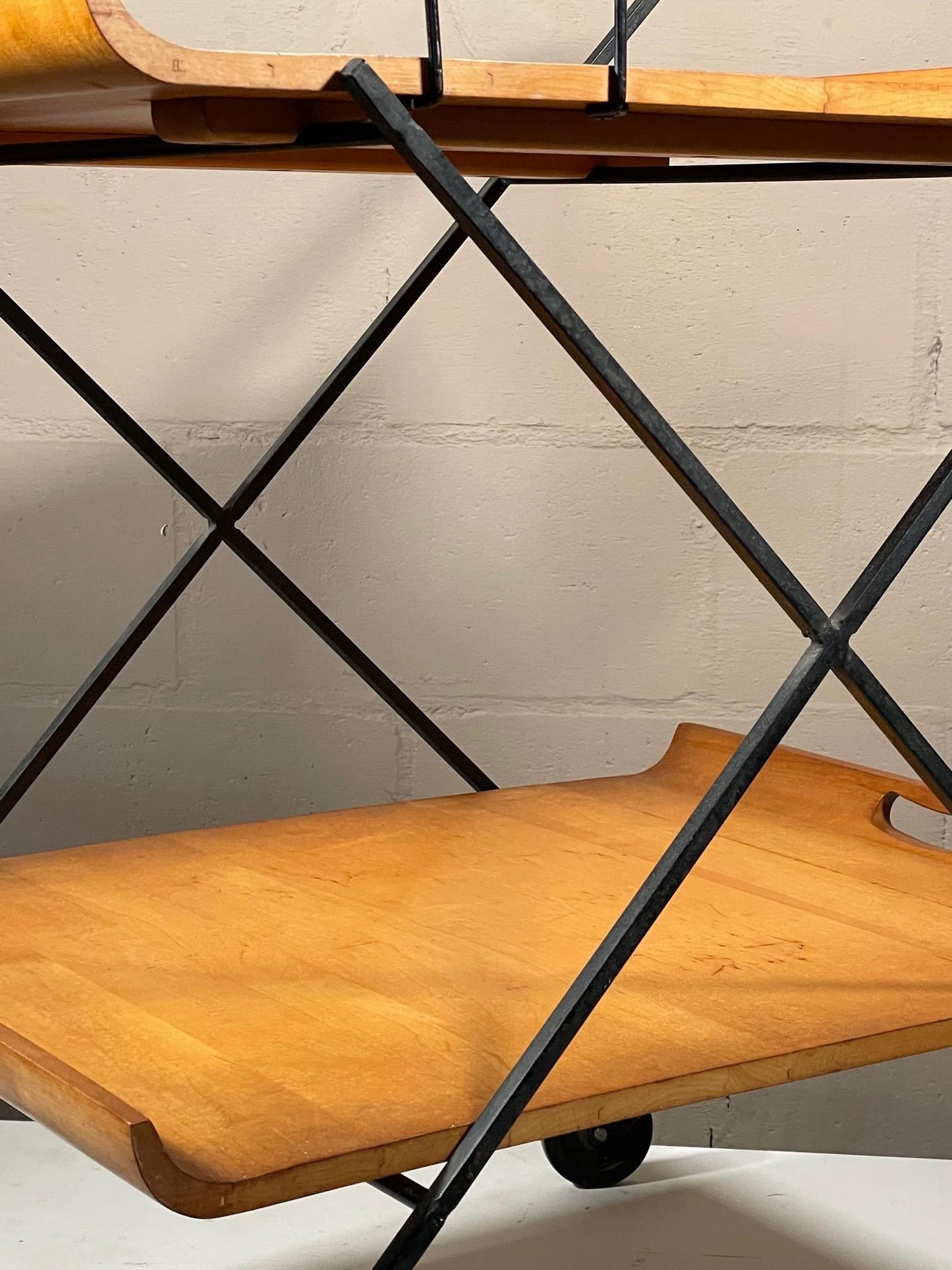 Frisman Vintage Rare Bar Cart by Milo Baughman with Removable Trays