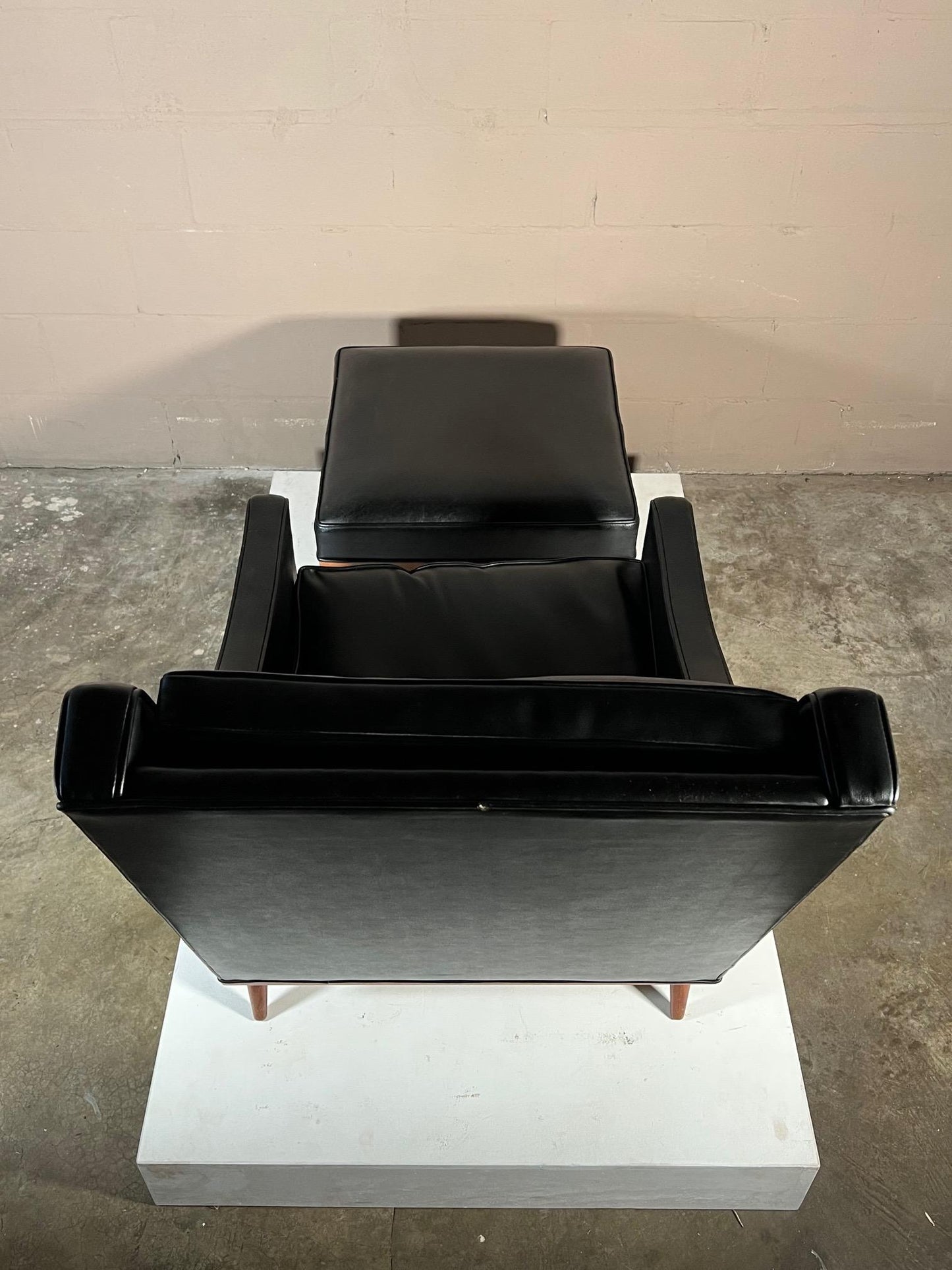 Frisman Vintage Milo Baughman High Back Chair with Ottoman
