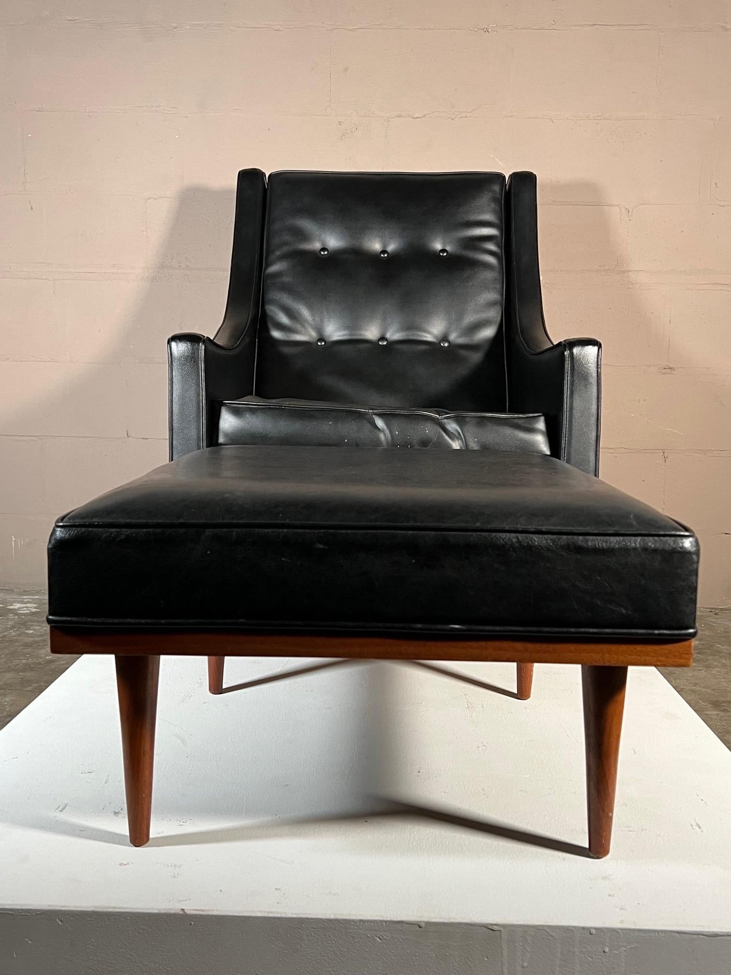 Frisman Vintage Milo Baughman High Back Chair with Ottoman
