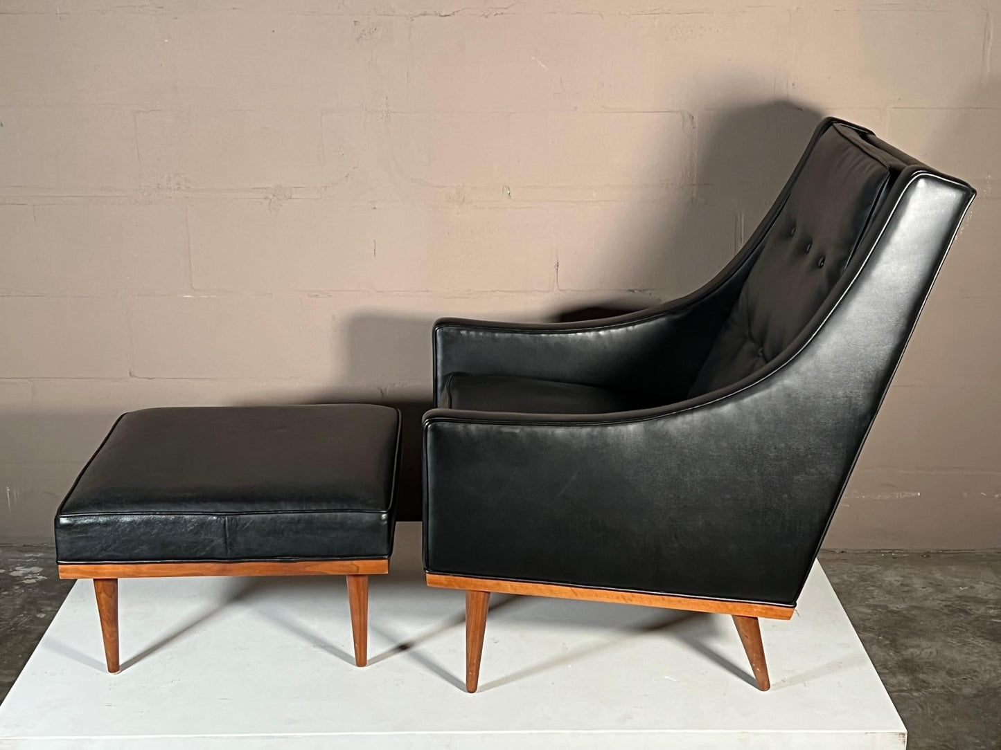Frisman Vintage Milo Baughman High Back Chair with Ottoman