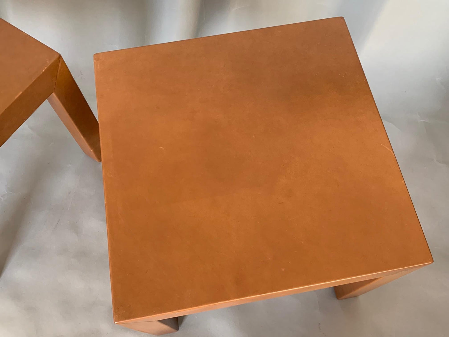 Frisman Vintage Pair of Parsons Leather Pedestal Tables