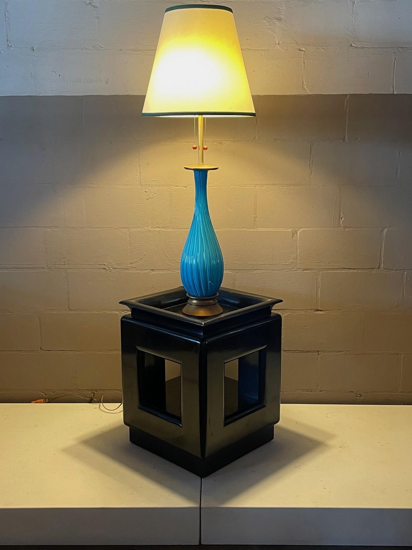 Frisman Vintage Classic Marbro Turquoise Venetian Lamp