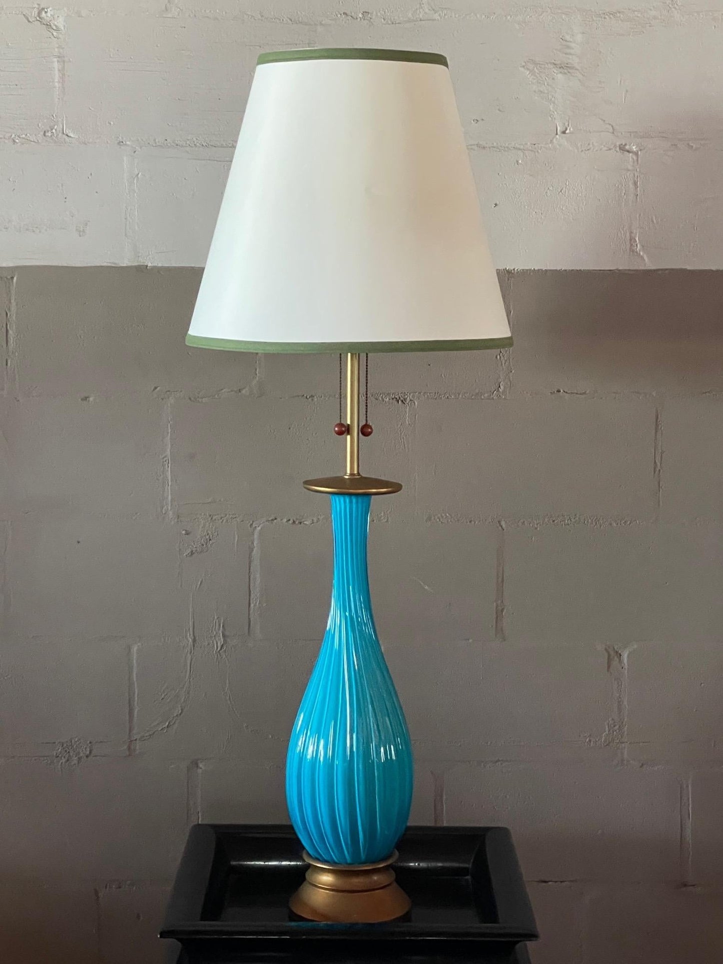 Frisman Vintage Classic Marbro Turquoise Venetian Lamp