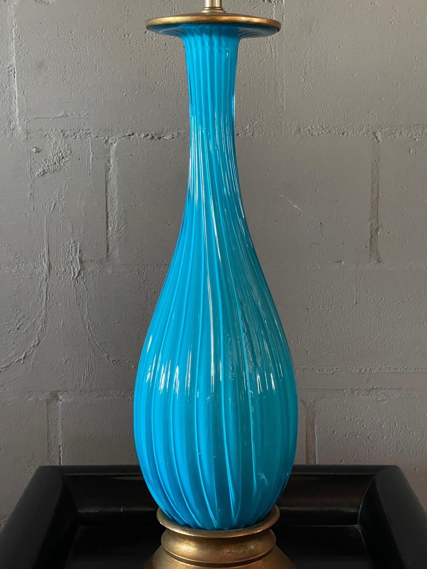 Frisman Vintage Classic Marbro Turquoise Venetian Lamp