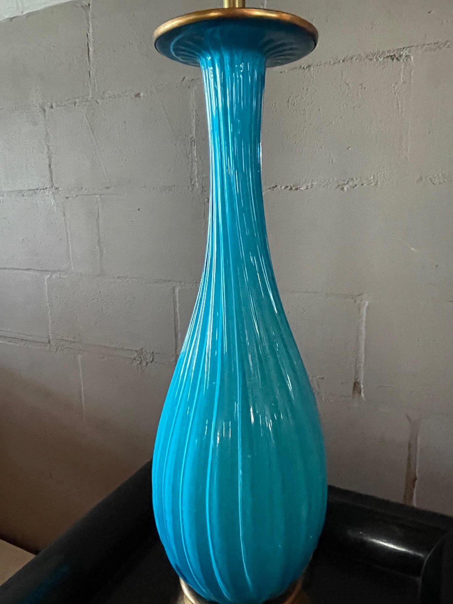 Frisman Vintage Classic Marbro Turquoise Venetian Lamp