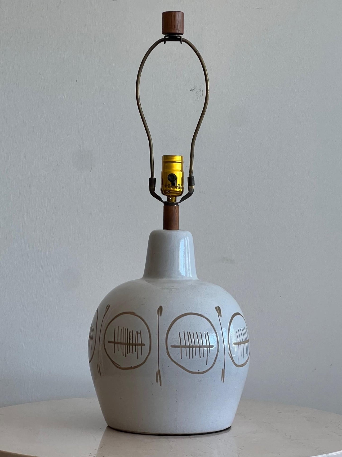 Frisman Vintage Martz Ceramic Lamp with Sgraffito Decoration