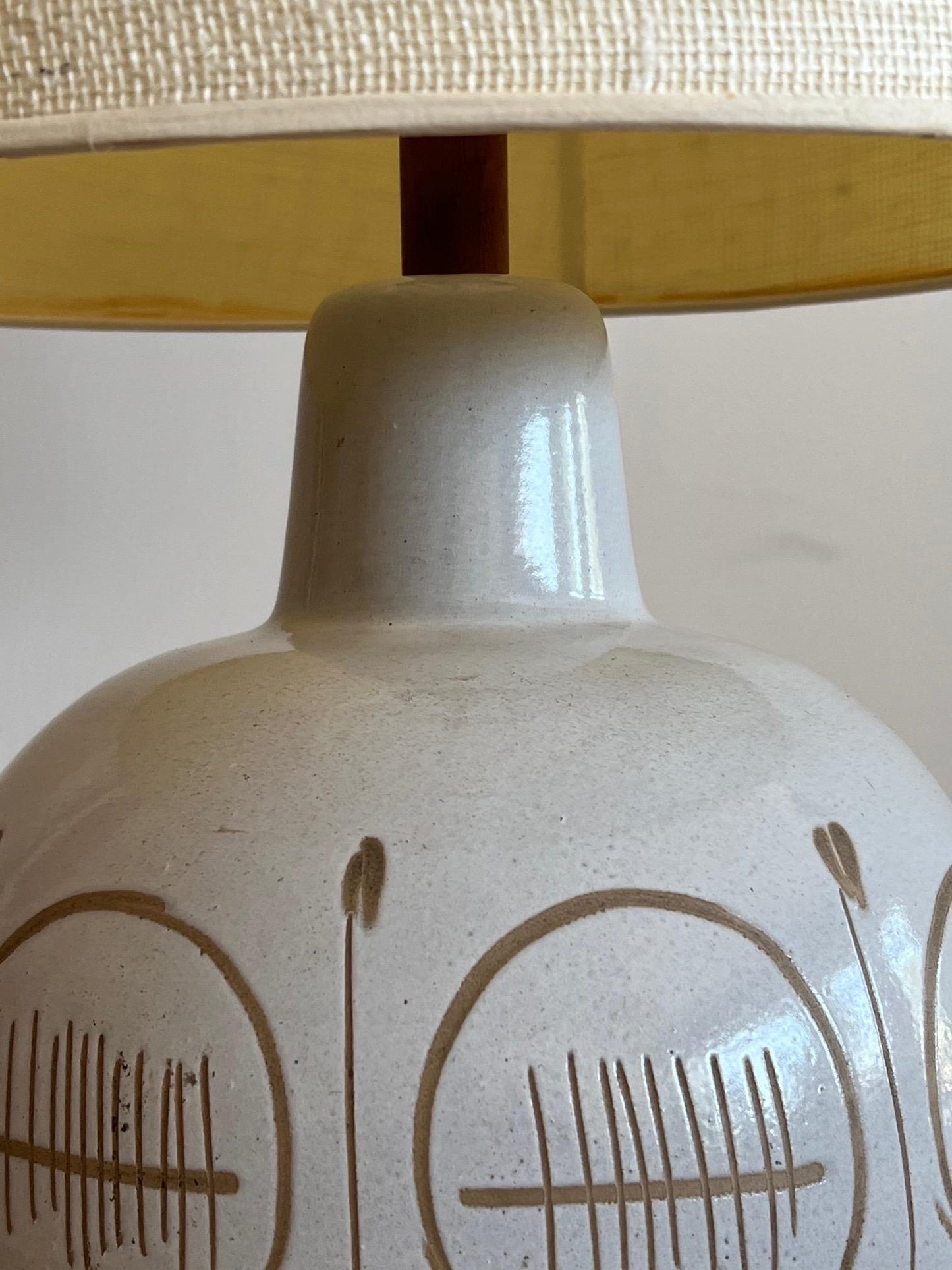 Frisman Vintage Martz Ceramic Lamp with Sgraffito Decoration