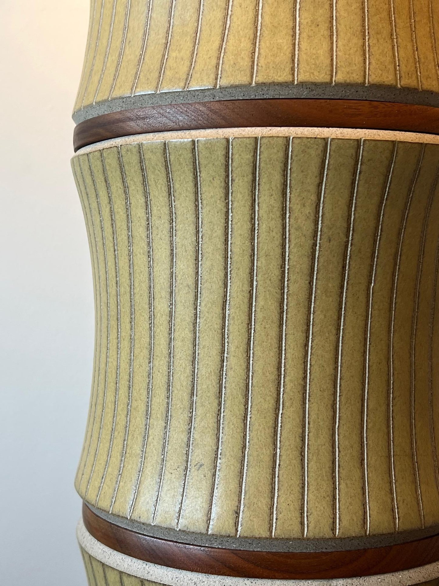 Frisman Vintage A Large Scale Martz Stoneware And Walnut Lamp