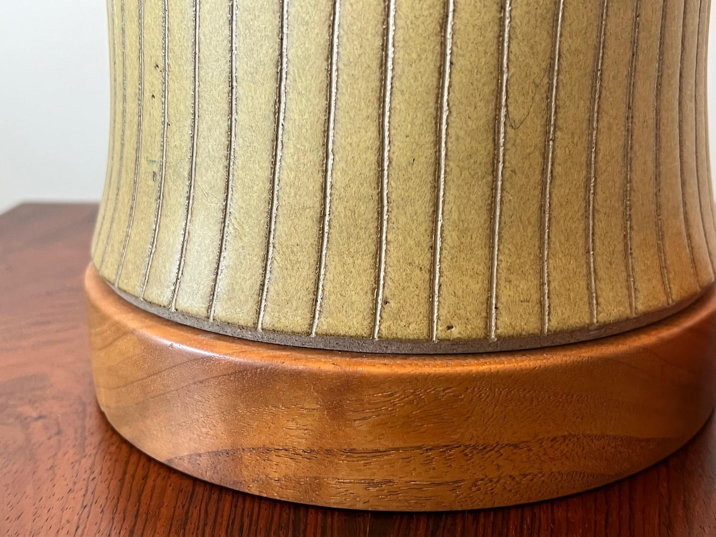 Frisman Vintage A Large Scale Martz Stoneware And Walnut Lamp