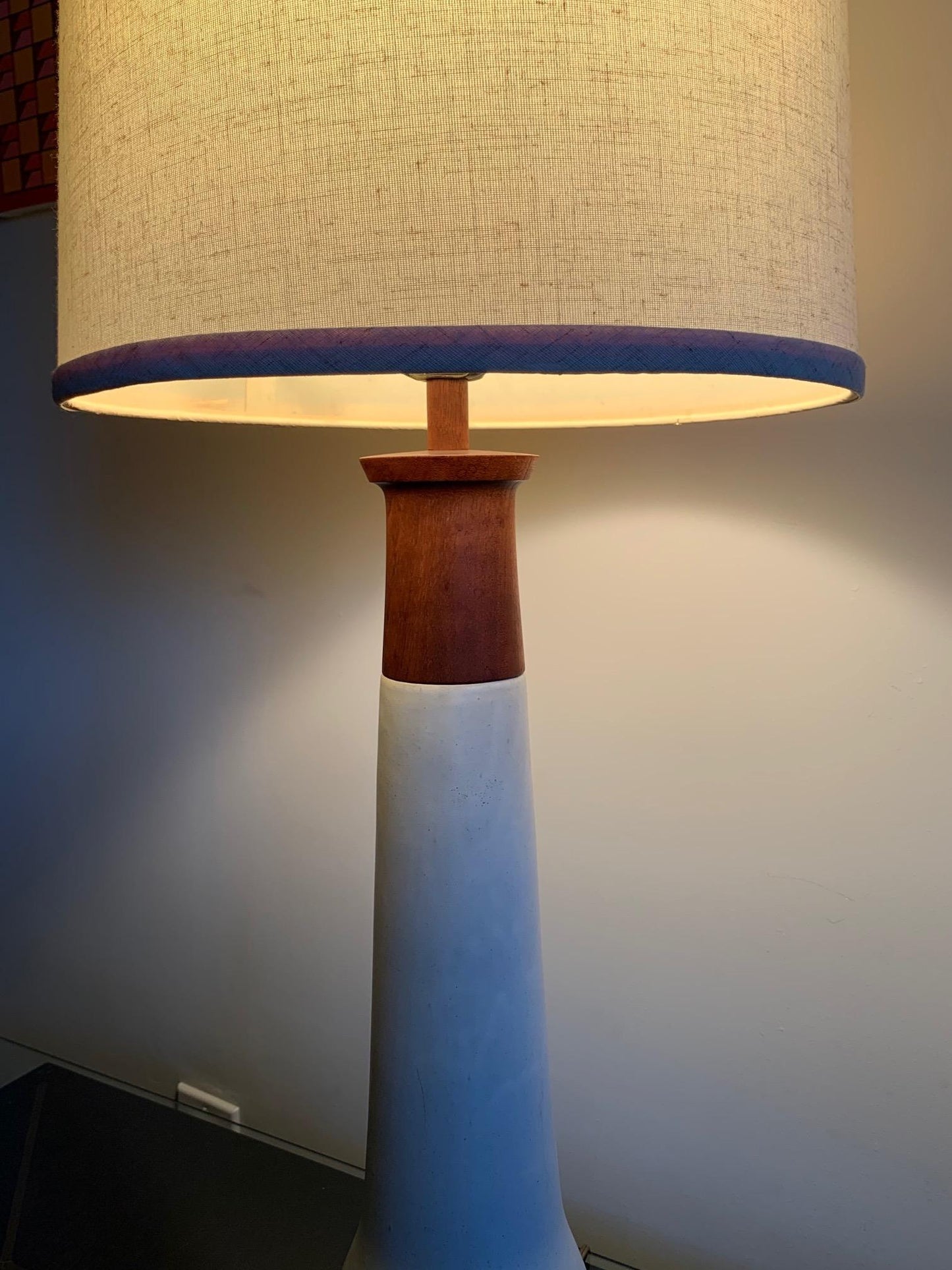 Frisman Vintage Elegant Ceramic and Walnut Lamp by Martz