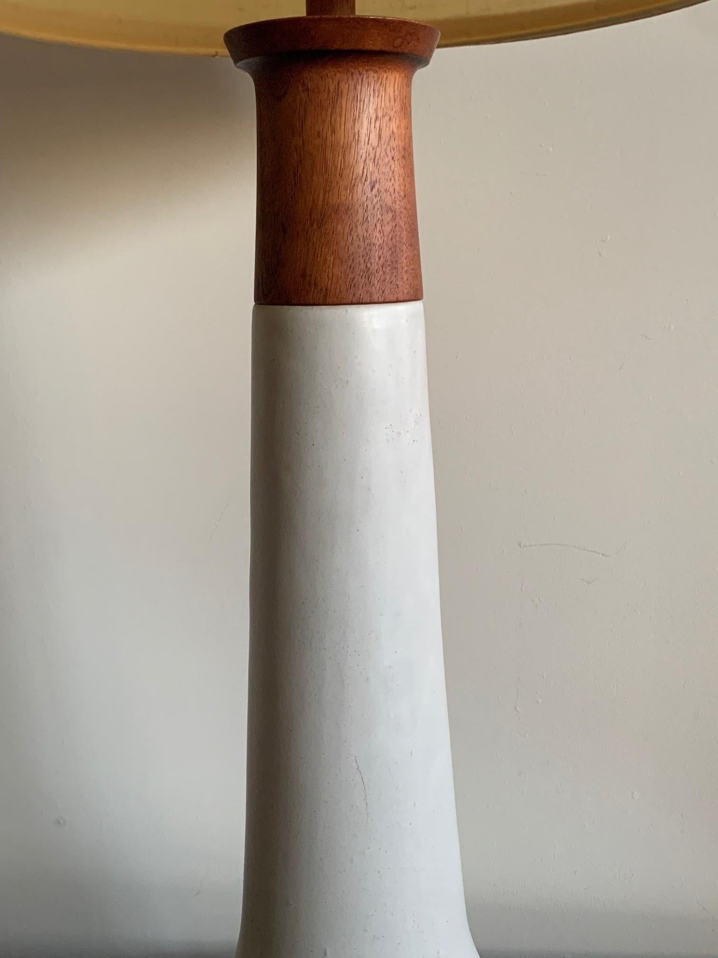 Frisman Vintage Elegant Ceramic and Walnut Lamp by Martz