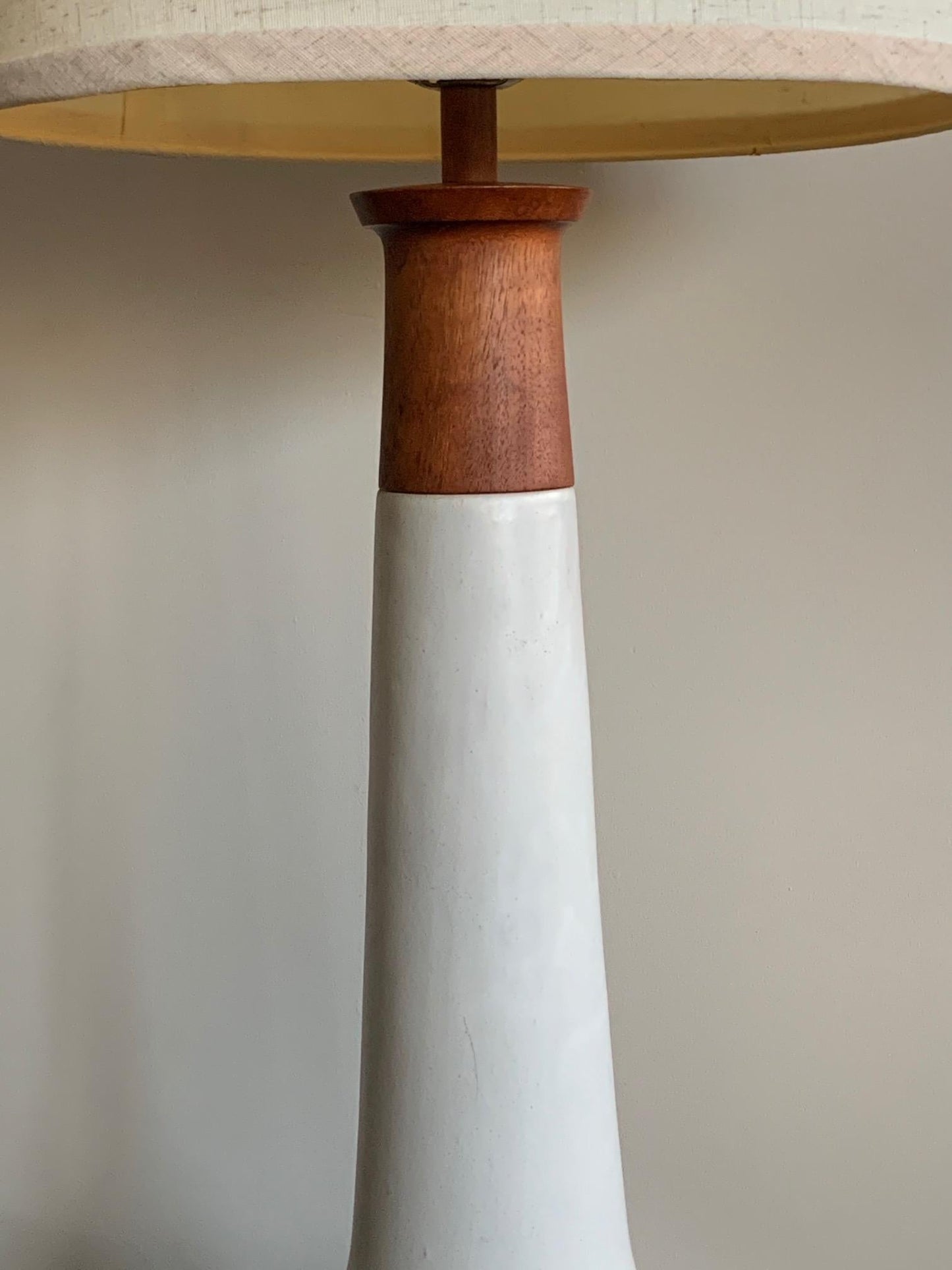 Frisman Vintage Elegant Ceramic and Walnut Lamp by Martz