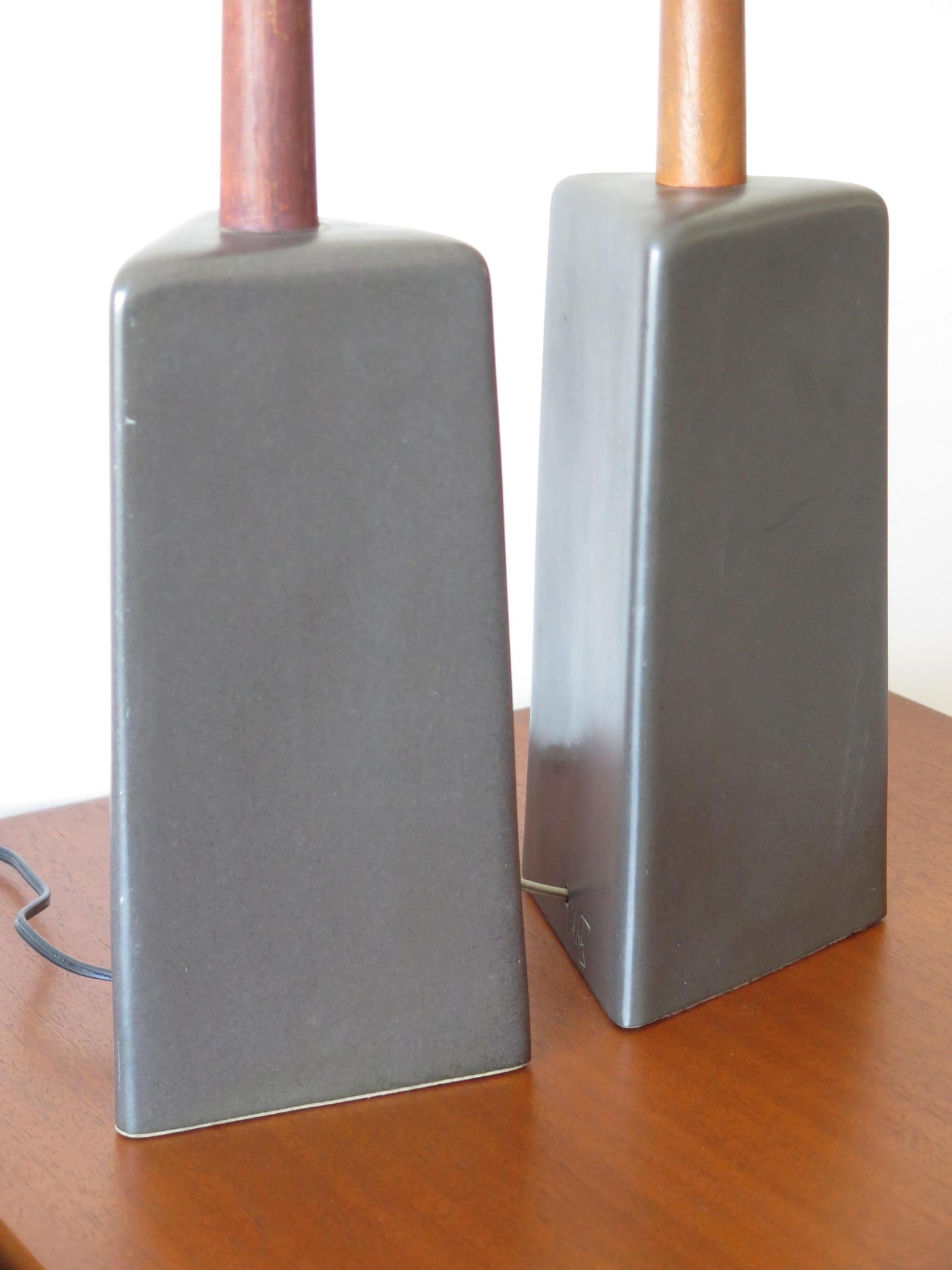Frisman Vintage Pair of Triangular Black Lamps by Martz