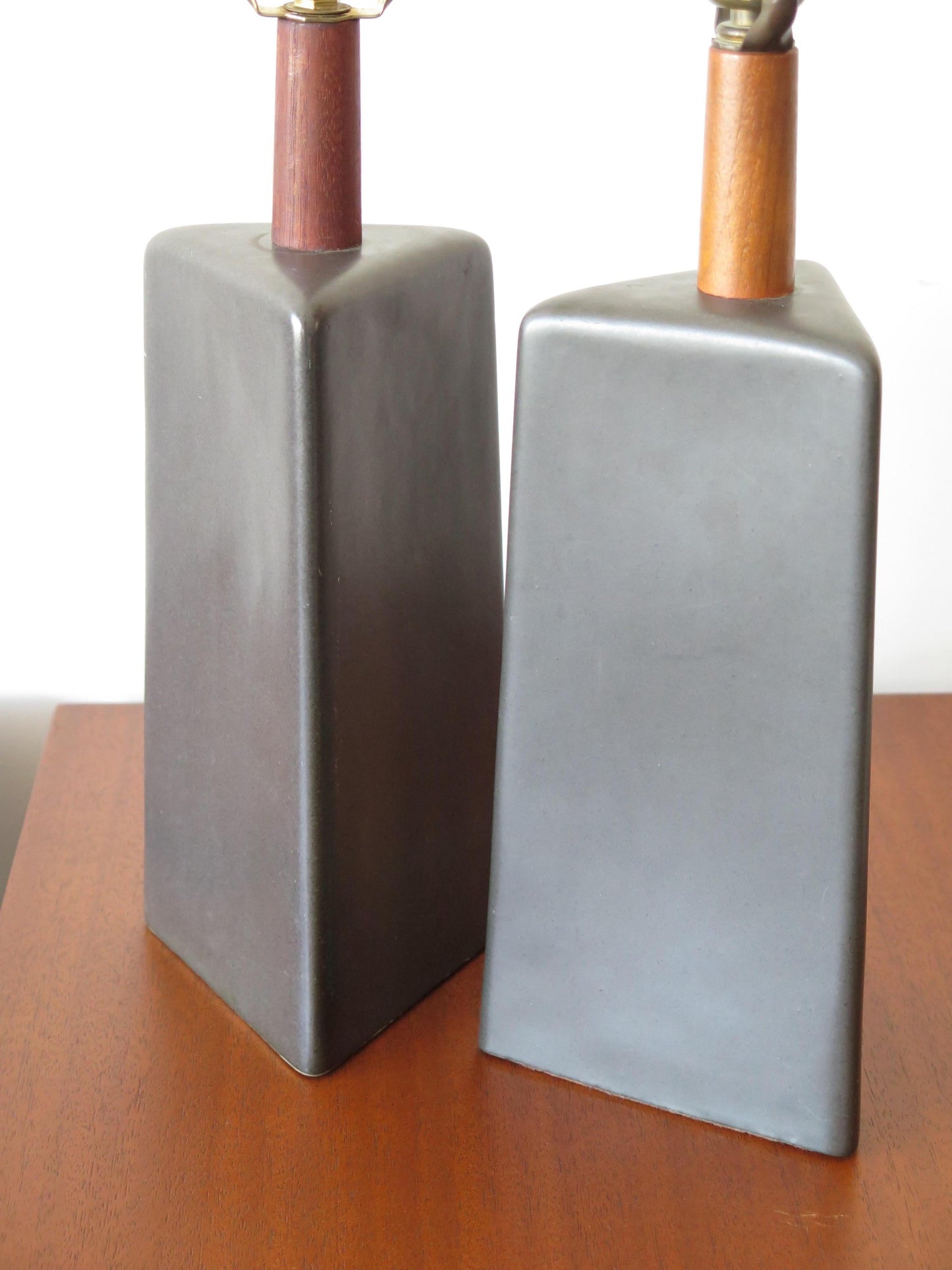 Frisman Vintage Pair of Triangular Black Lamps by Martz