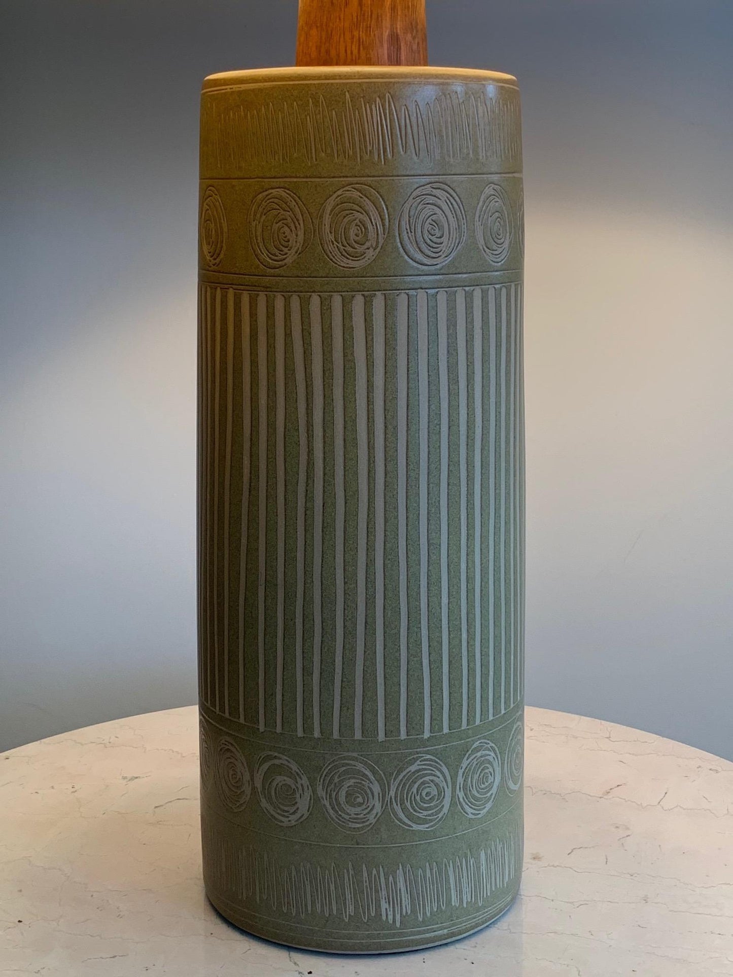 Frisman Vintage Monumental Martz Lamp with Sgraffito Decoration