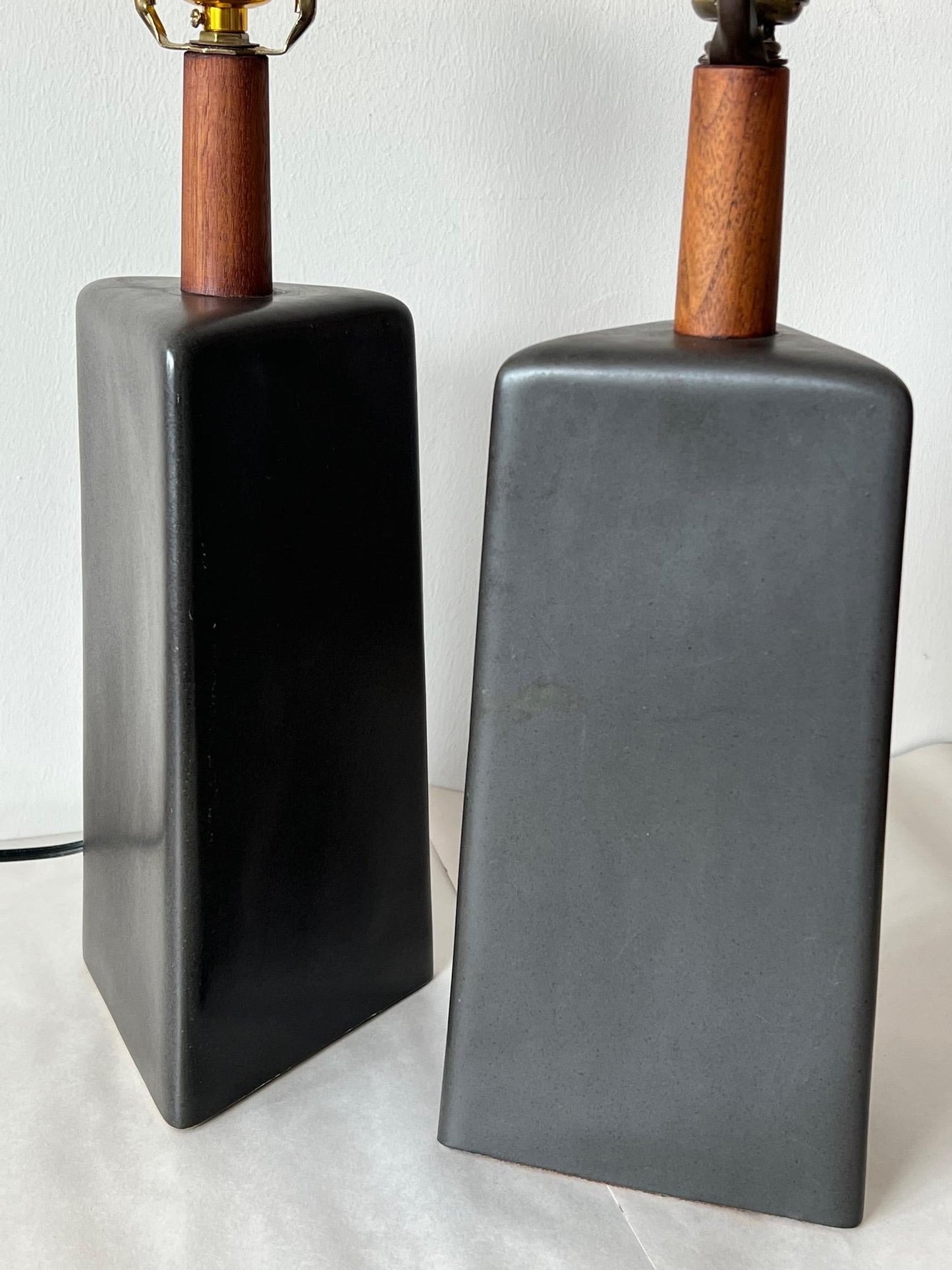 Frisman Vintage Pair of Triangular Black Lamps by Martz