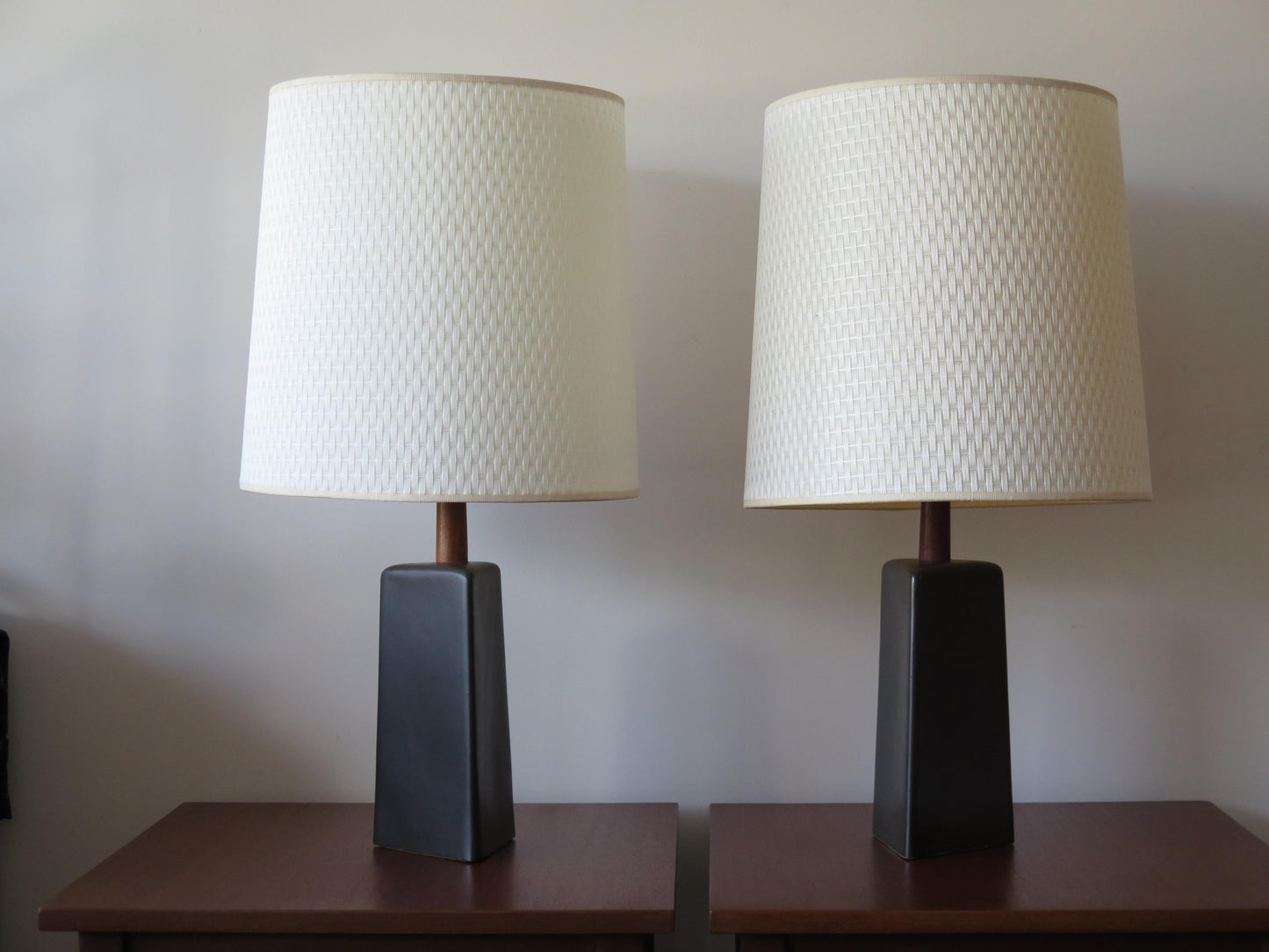 Frisman Vintage Pair of Triangular Black Lamps by Martz