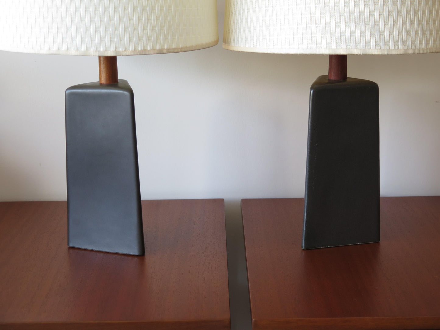 Frisman Vintage Pair of Triangular Black Lamps by Martz