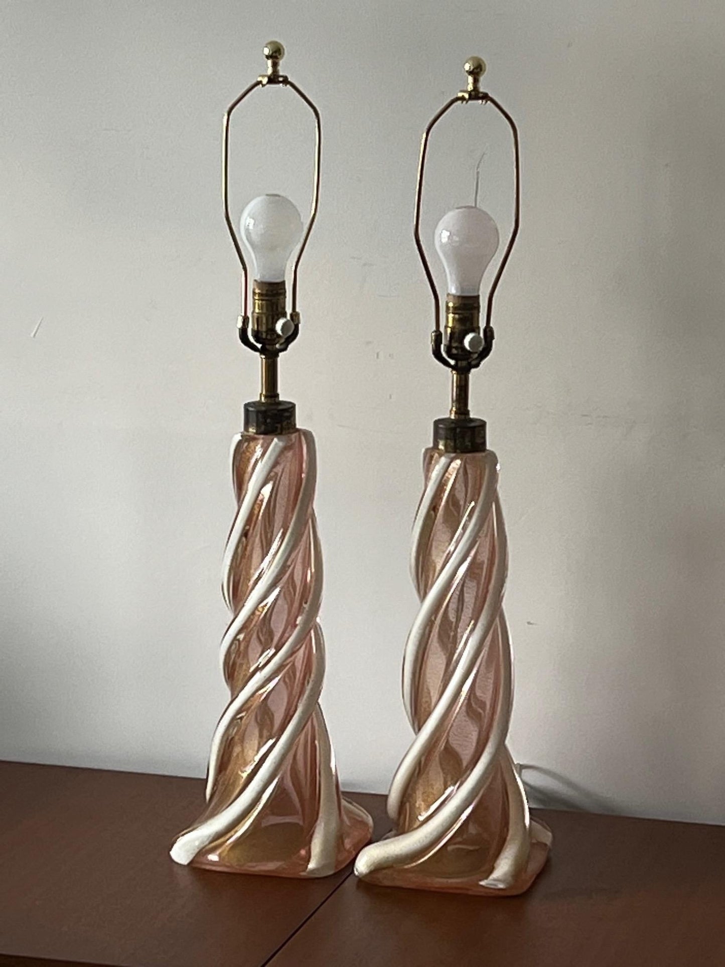 Frisman Vintage A Pair Of Unusual Murano Glass Lamps
