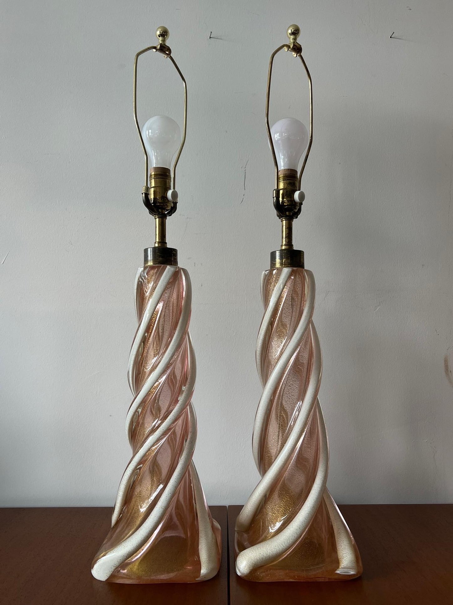 Frisman Vintage A Pair Of Unusual Murano Glass Lamps
