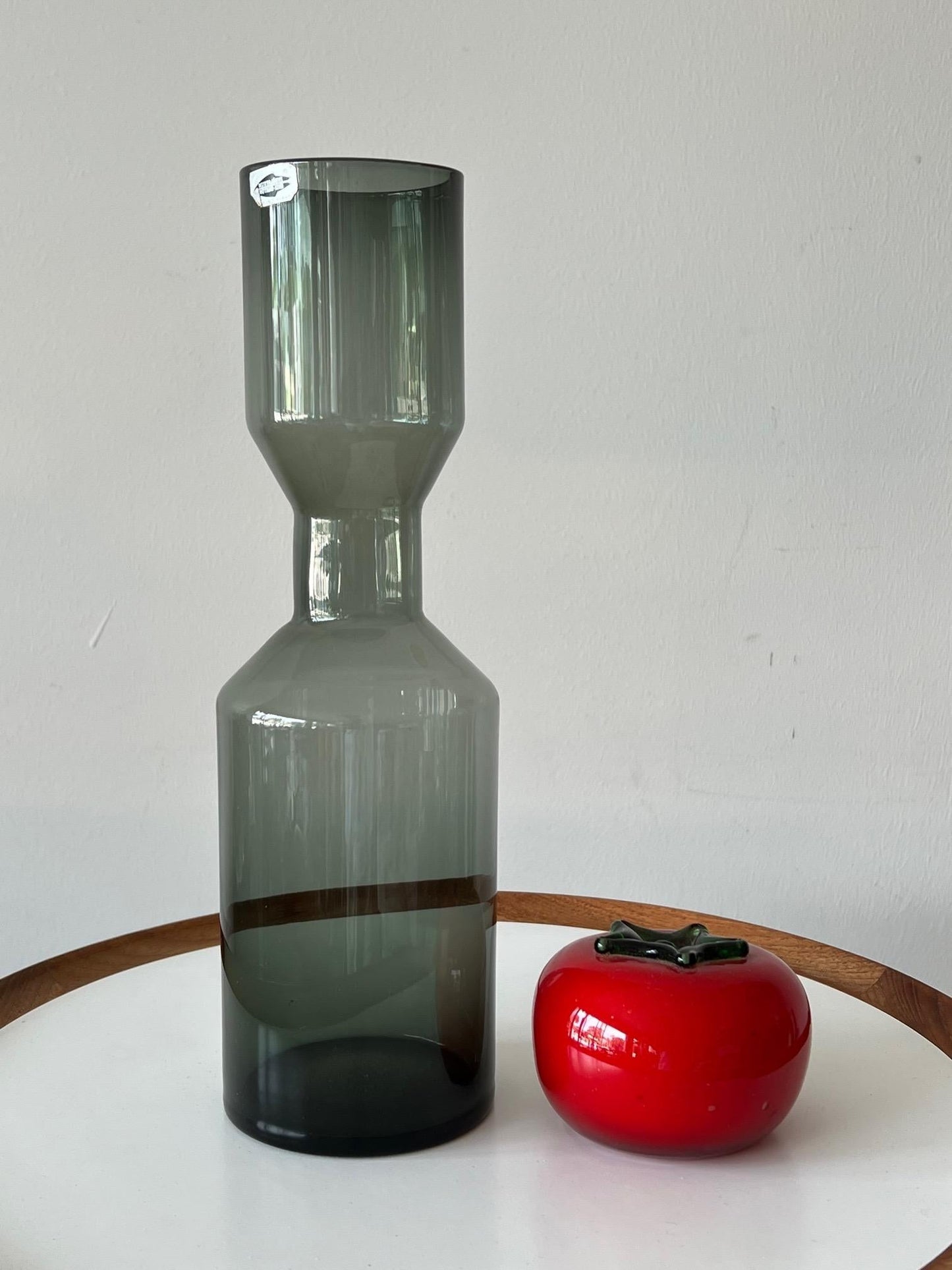 Frisman Vintage Large Kaj Franck Gray Midcentury Glass Vase Nuutajarvi Nottsjo Finland