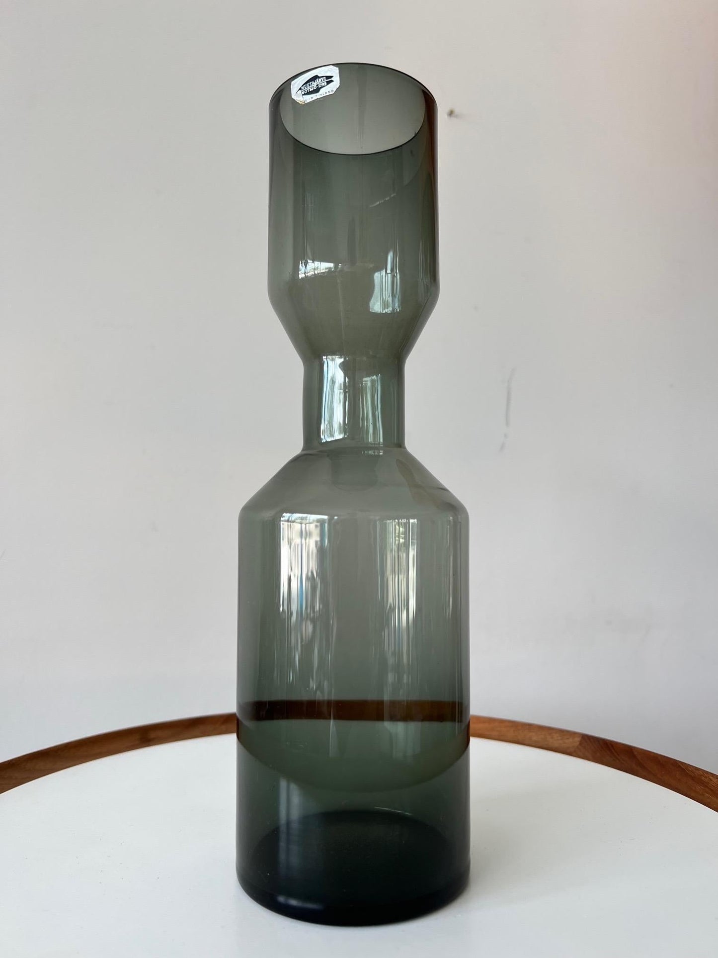Frisman Vintage Large Kaj Franck Gray Midcentury Glass Vase Nuutajarvi Nottsjo Finland