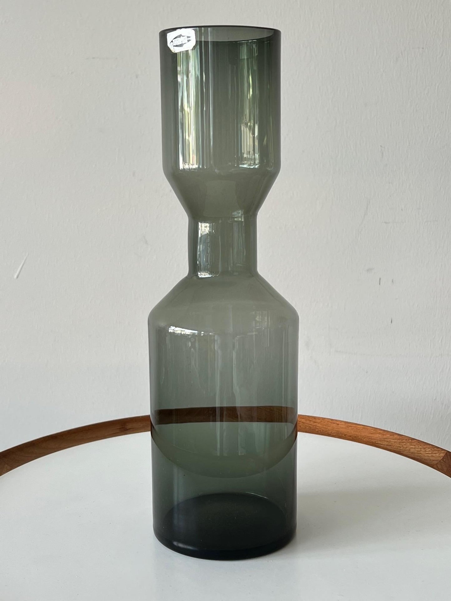 Frisman Vintage Large Kaj Franck Gray Midcentury Glass Vase Nuutajarvi Nottsjo Finland