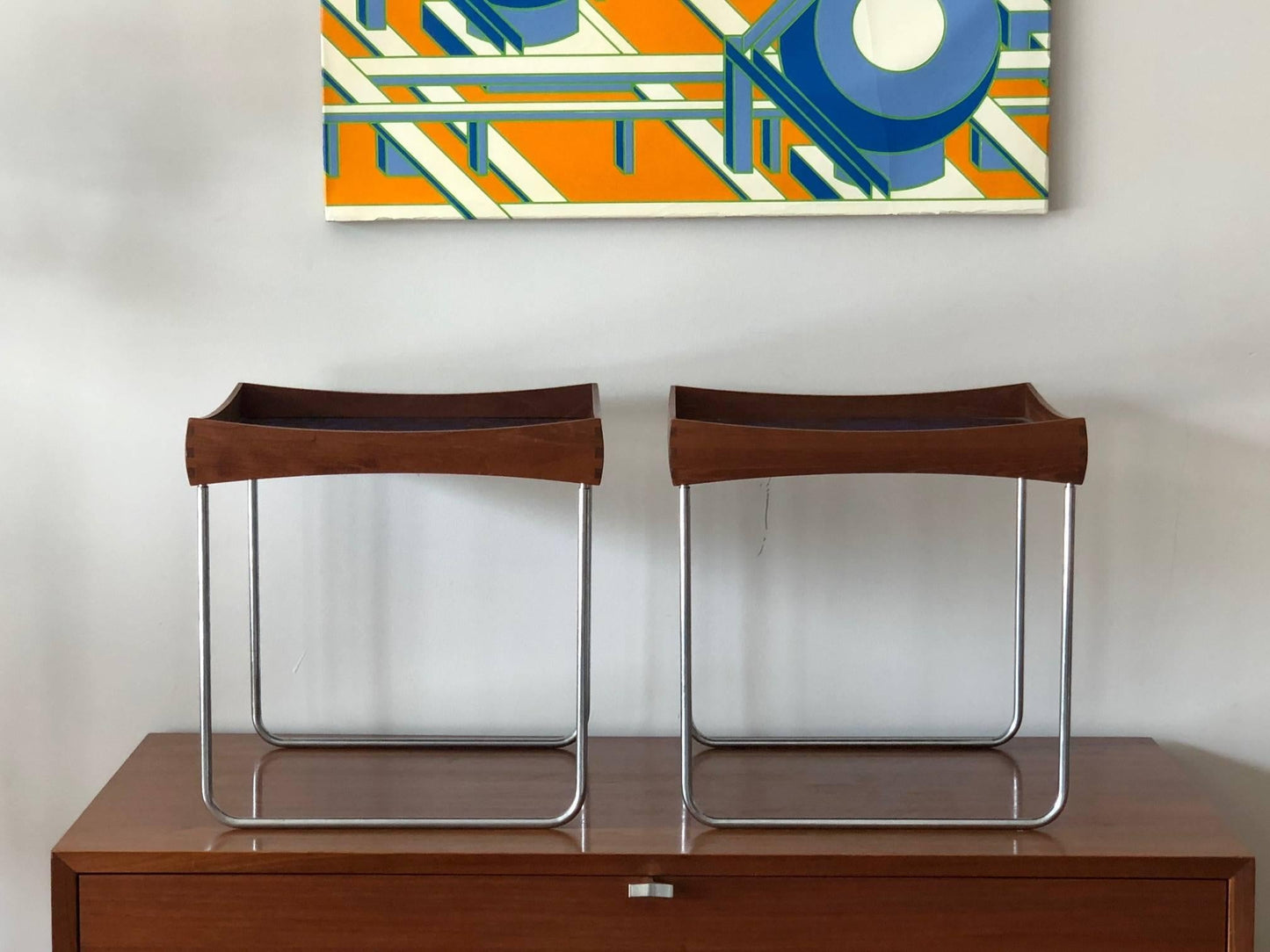Frisman Vintage Hermann Bongard Norwegian Enamel Tray Tables
