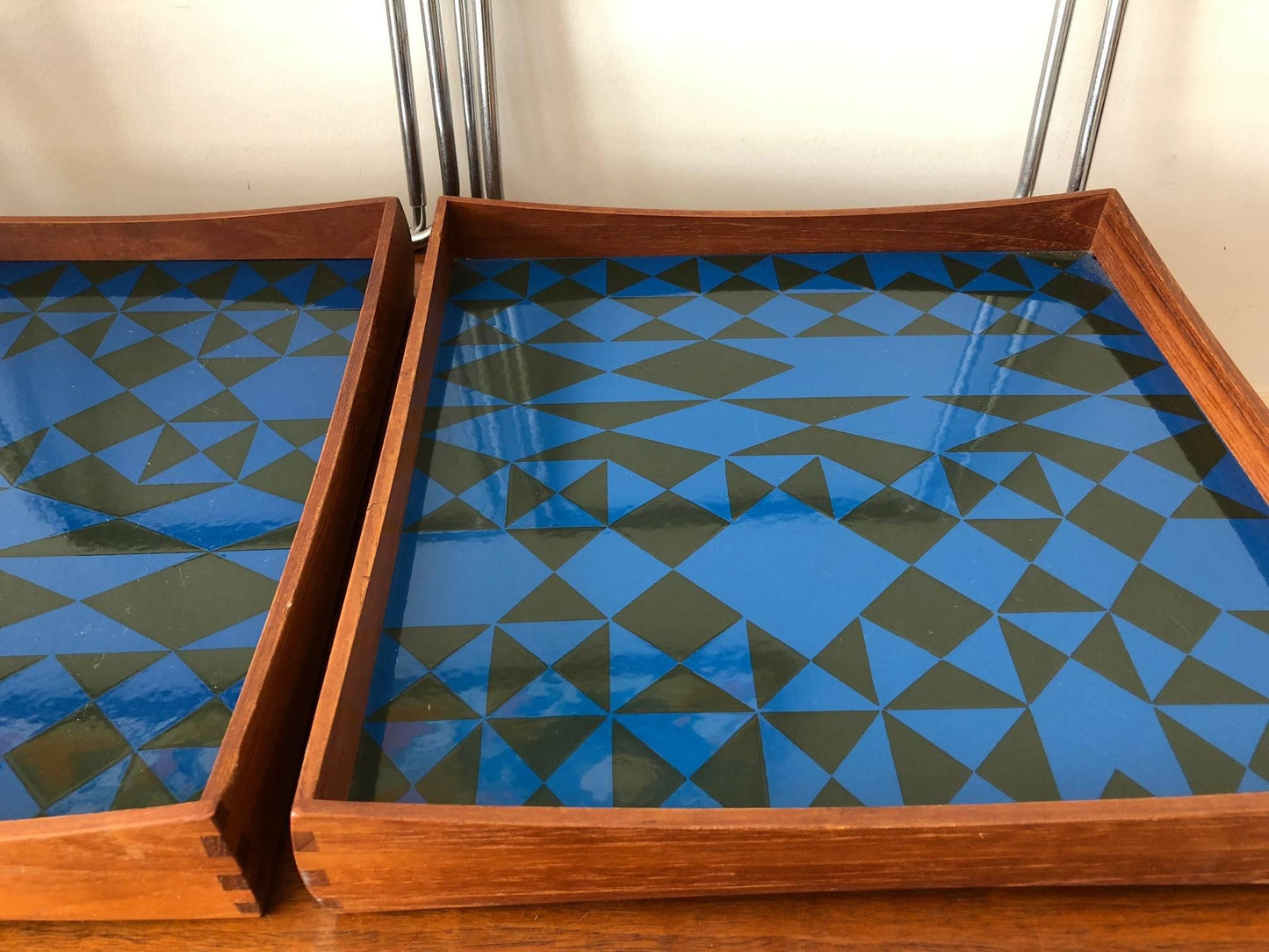 Frisman Vintage Hermann Bongard Norwegian Enamel Tray Tables