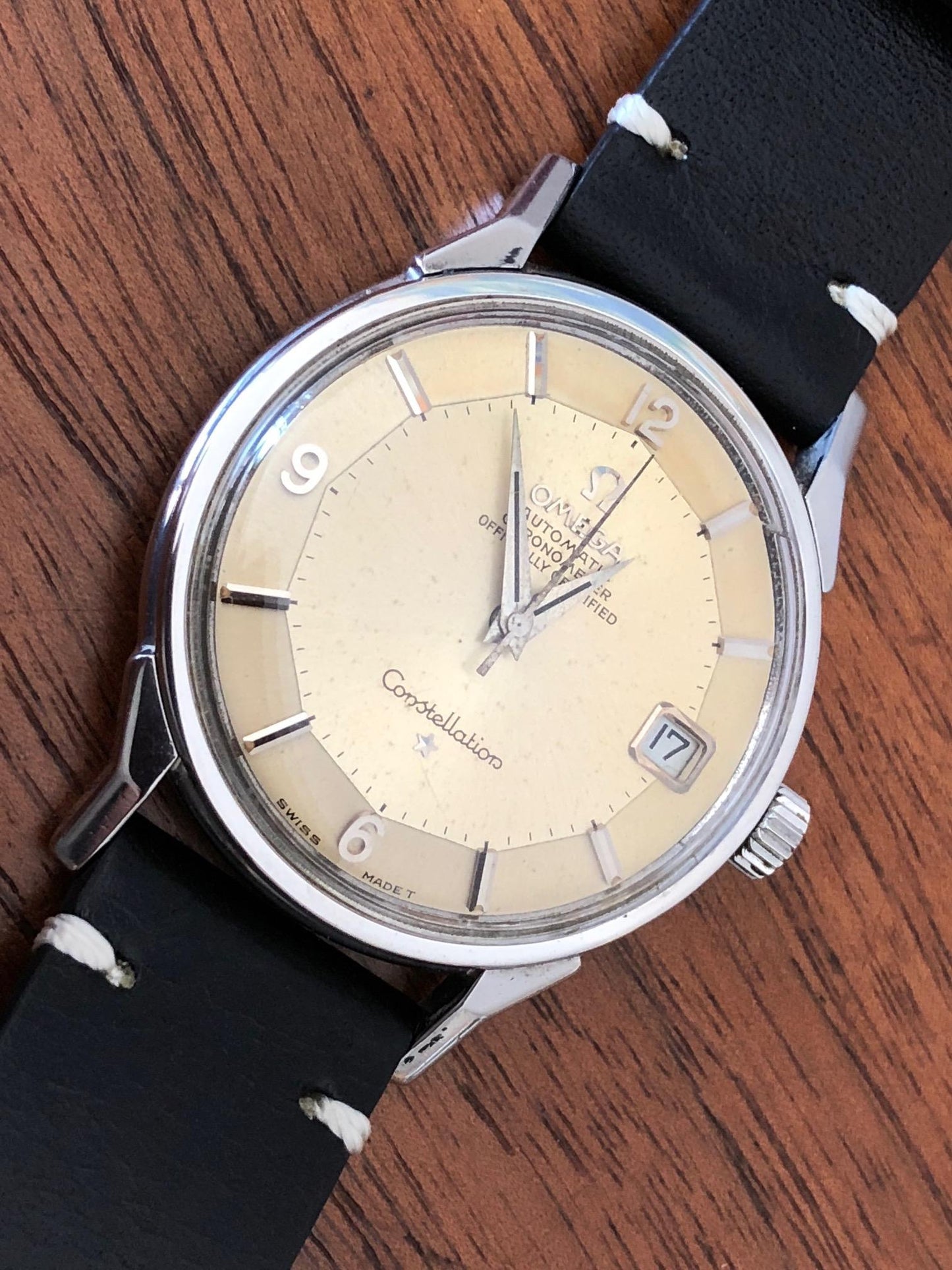 Frisman Vintage Omega Constellation Pie Pan Dial Cream Patina