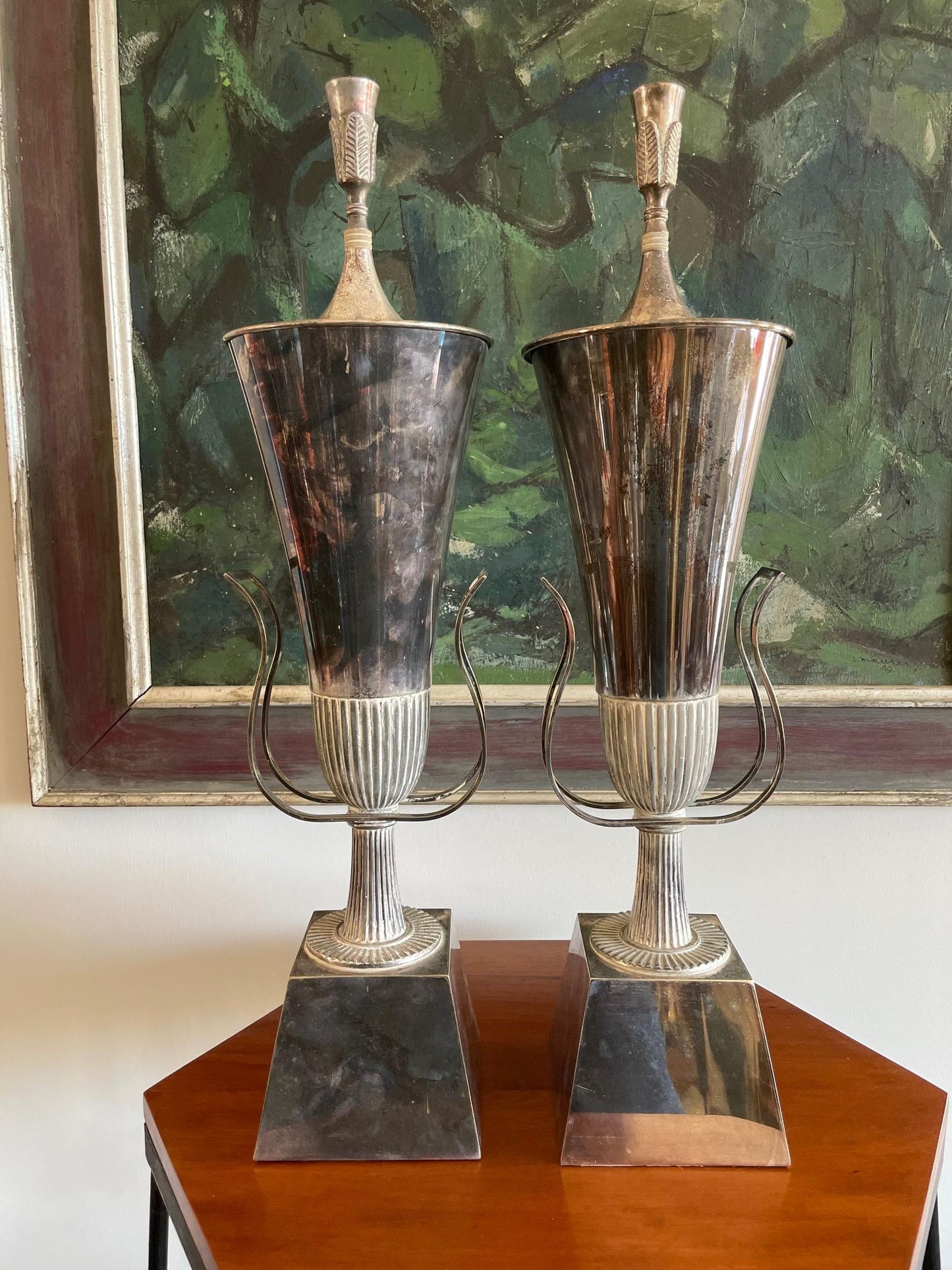 Frisman Vintage Pair of Tommi Parzinger Urn Lamps