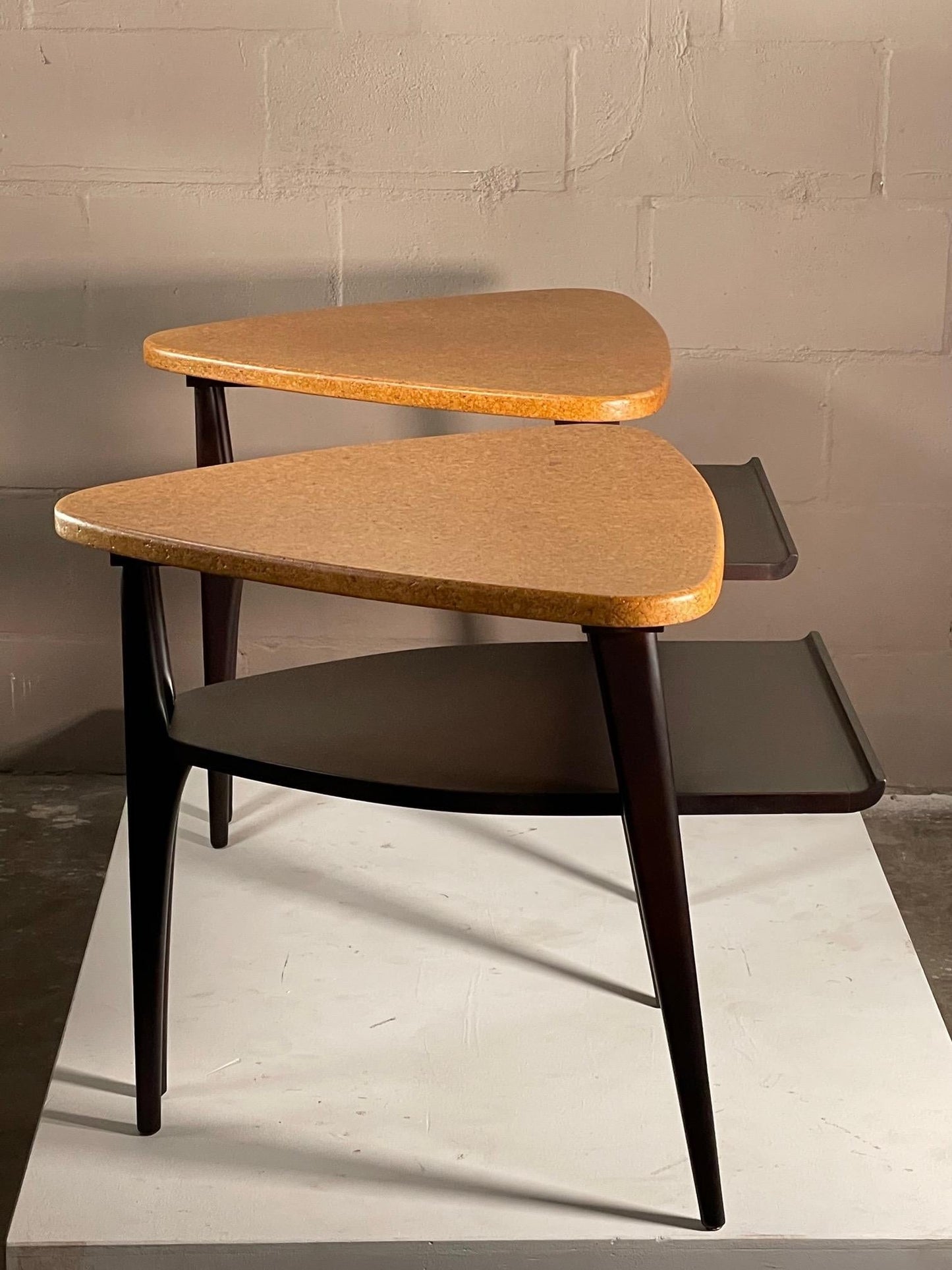 Frisman Vintage Cork Top End Tables by Paul Frankl