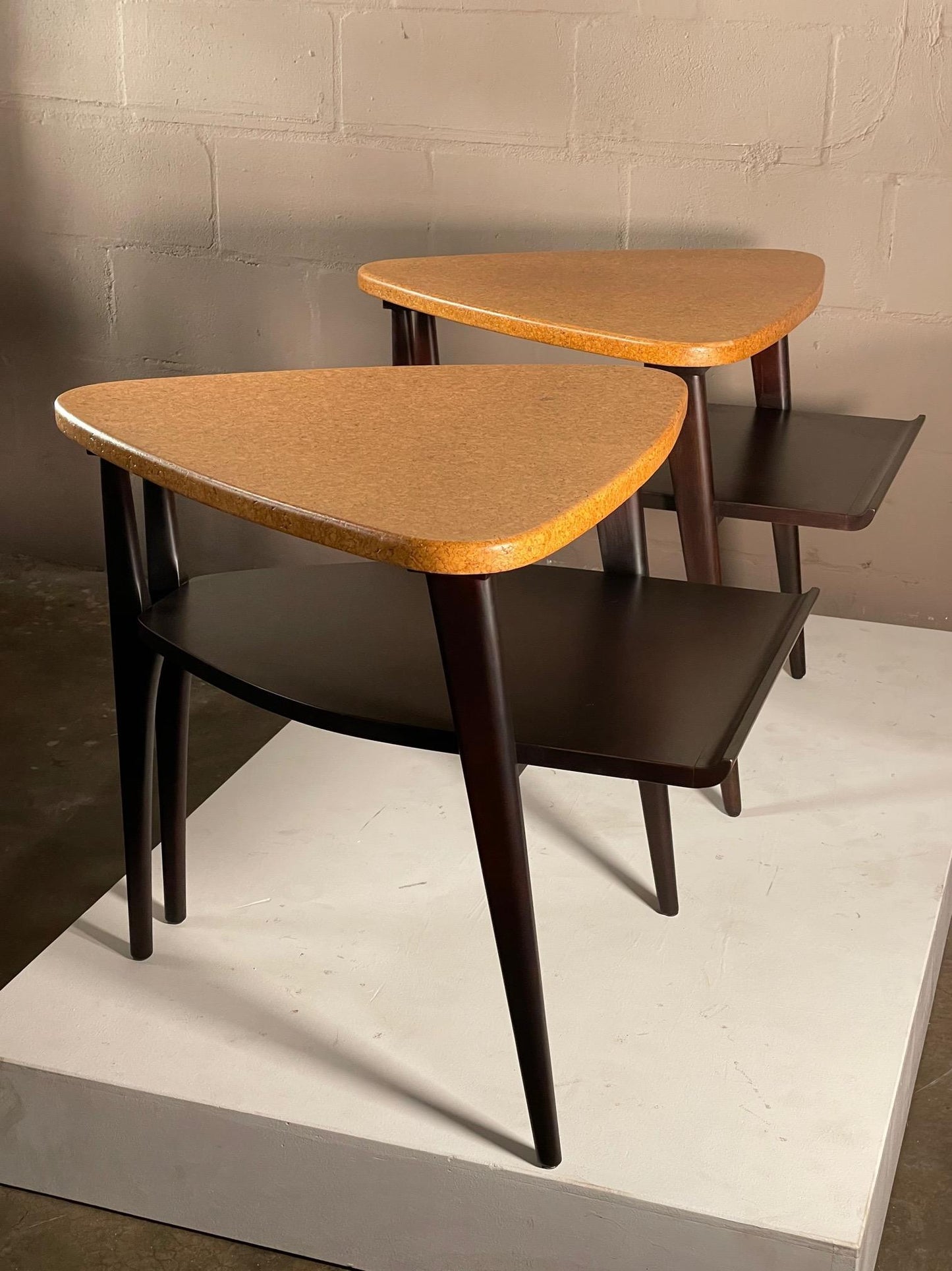 Frisman Vintage Cork Top End Tables by Paul Frankl