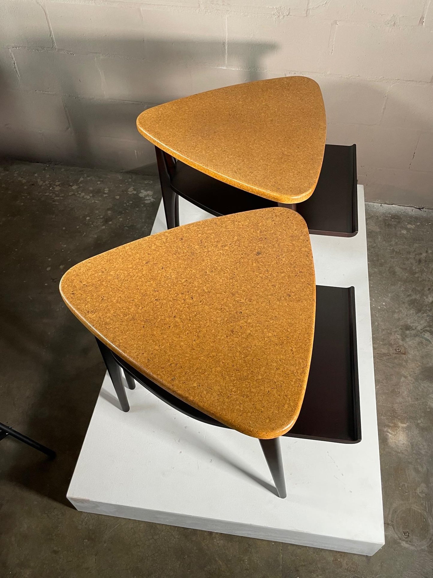 Frisman Vintage Cork Top End Tables by Paul Frankl