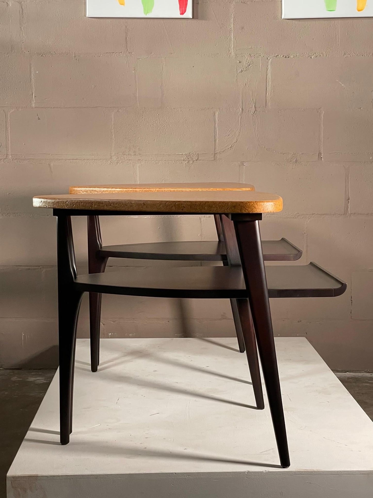 Frisman Vintage Cork Top End Tables by Paul Frankl