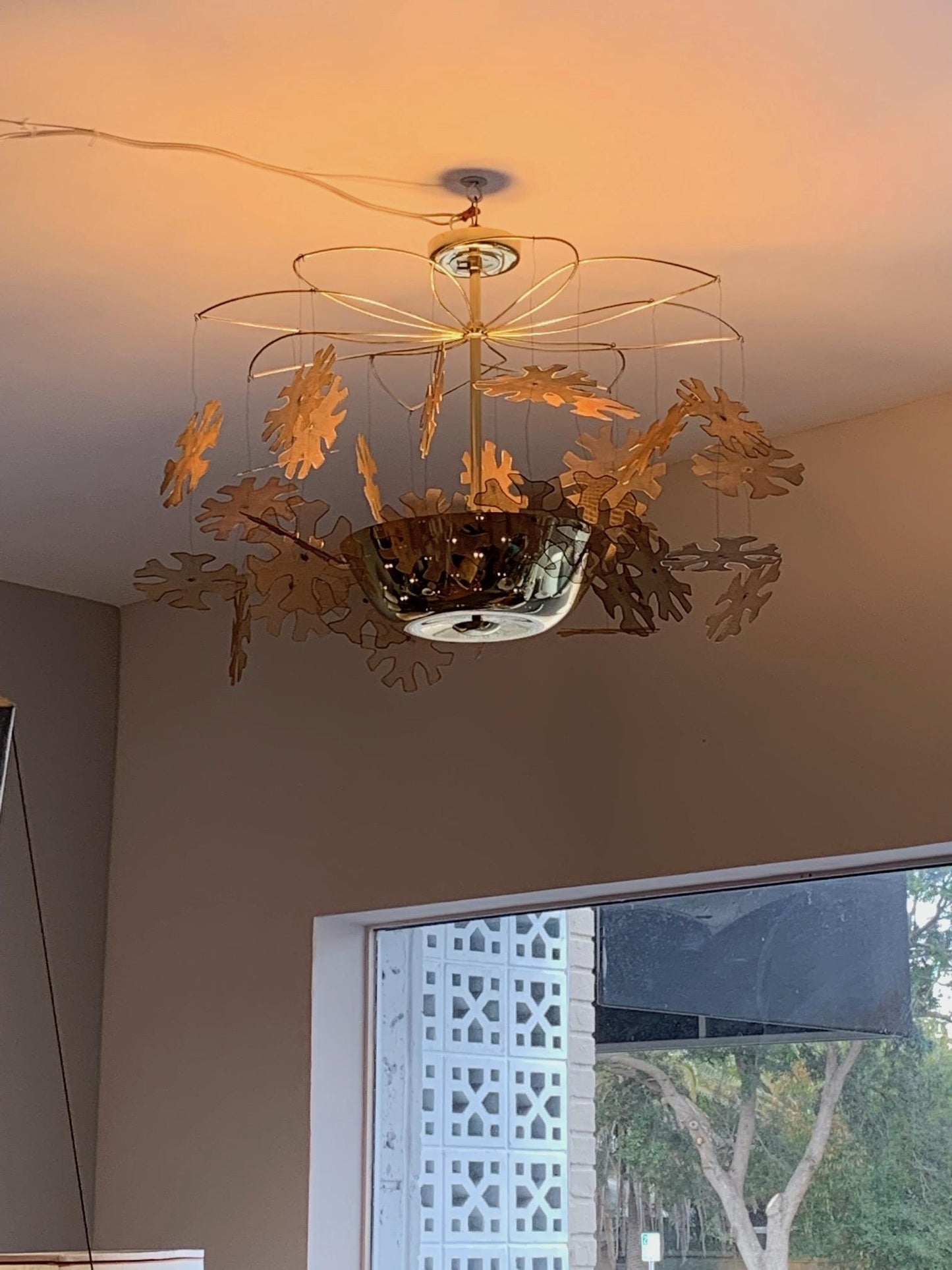 Frisman Vintage Paavo Tynell Chandelier with Snowflakes Model 9065
