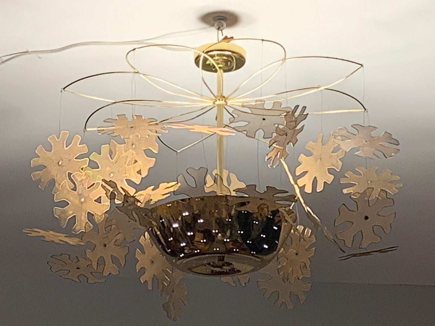 Frisman Vintage Paavo Tynell Chandelier with Snowflakes Model 9065