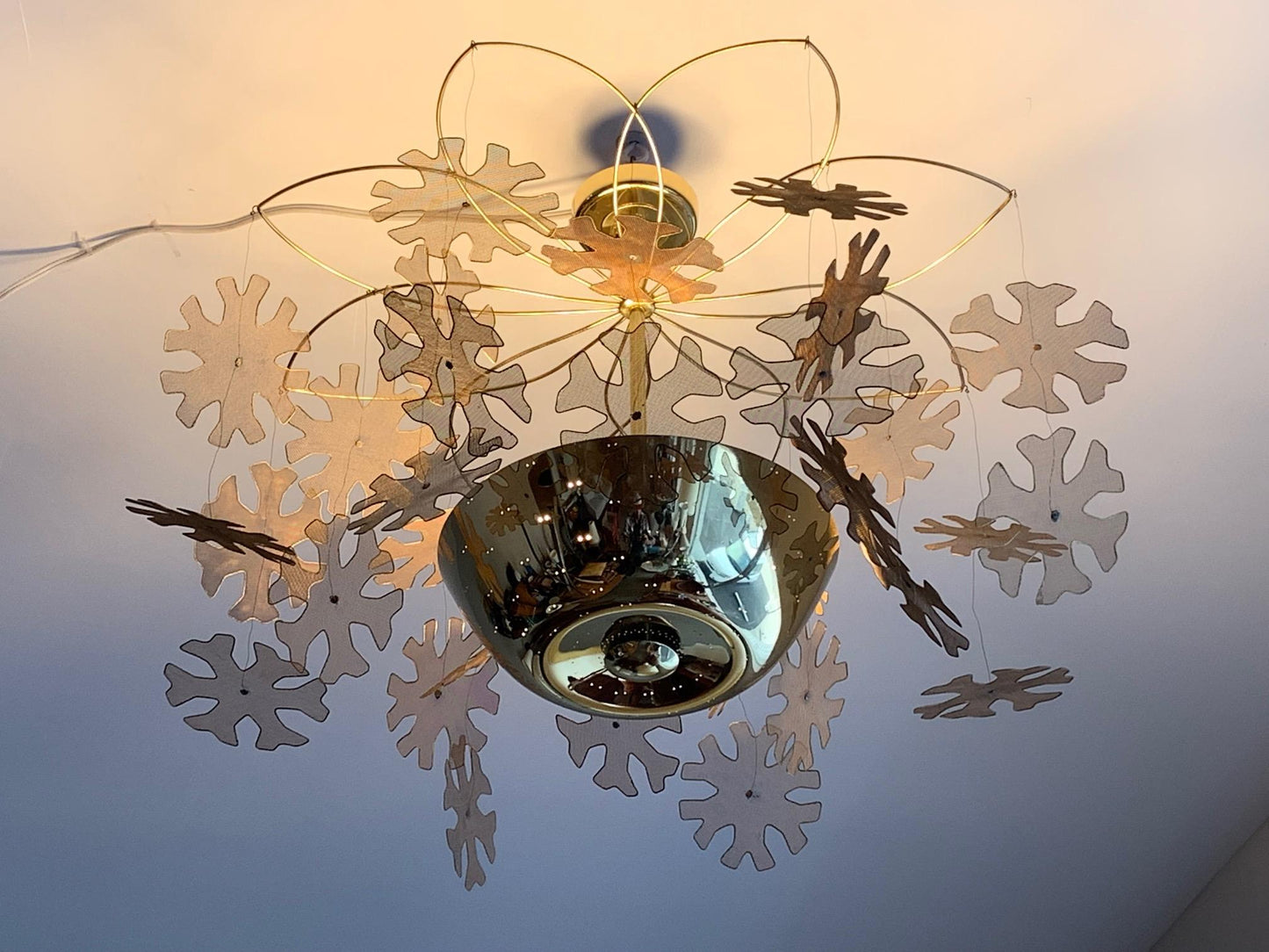 Frisman Vintage Paavo Tynell Chandelier with Snowflakes Model 9065