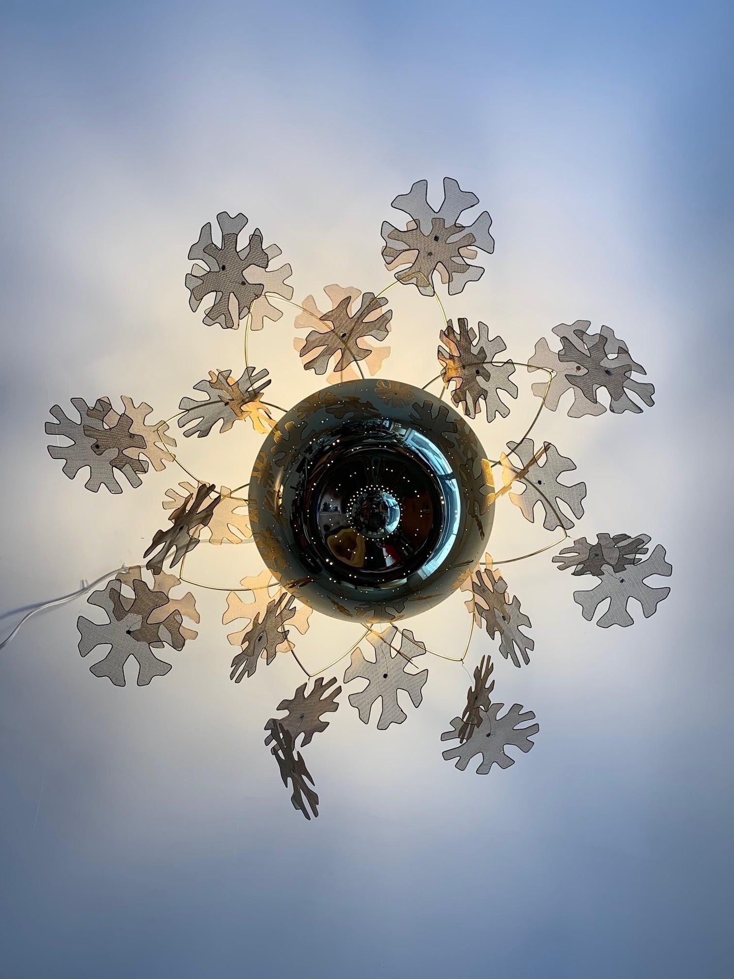 Frisman Vintage Paavo Tynell Chandelier with Snowflakes Model 9065