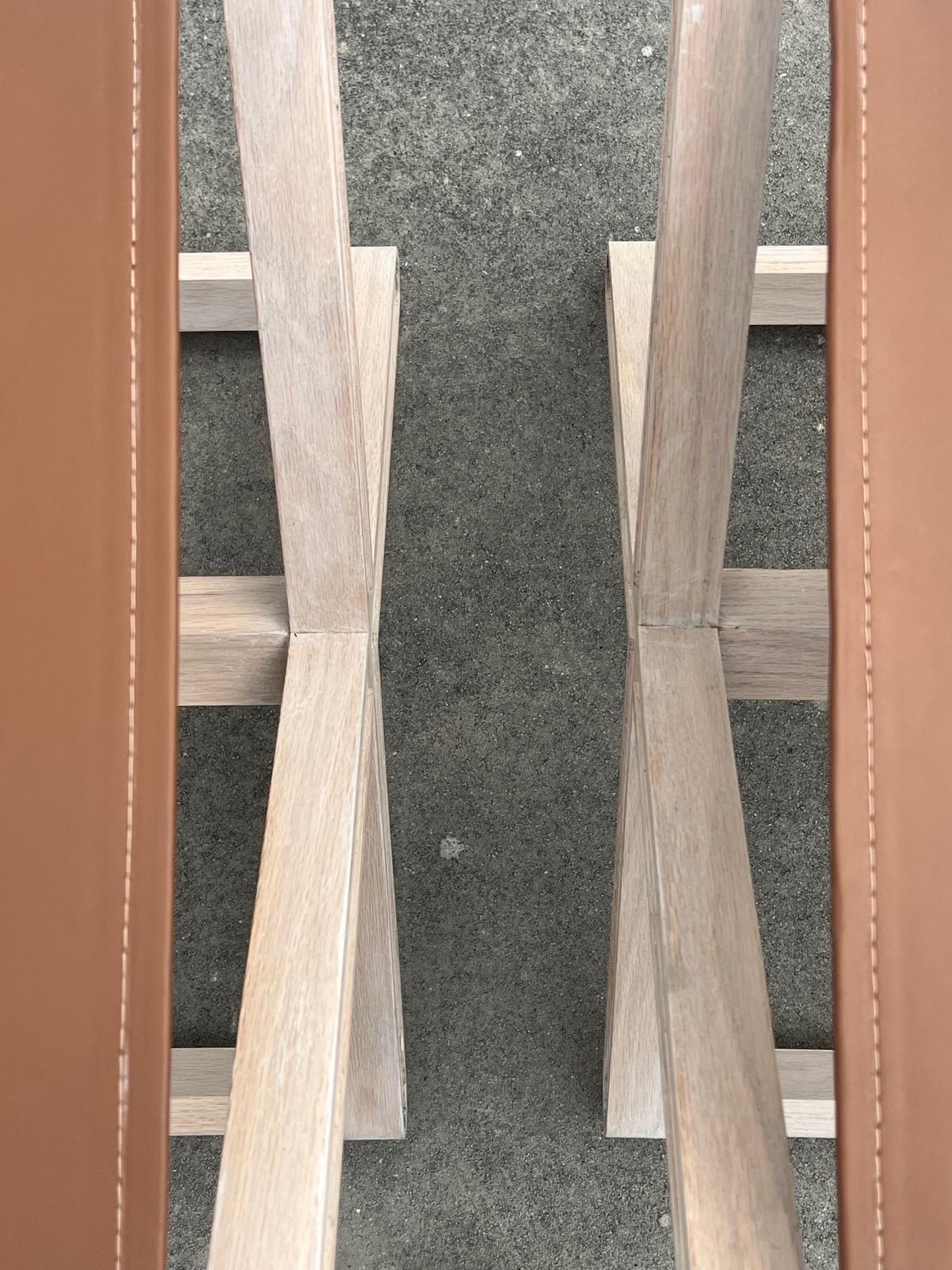 Frisman Vintage Oak Stools with Stitched Leather Tops