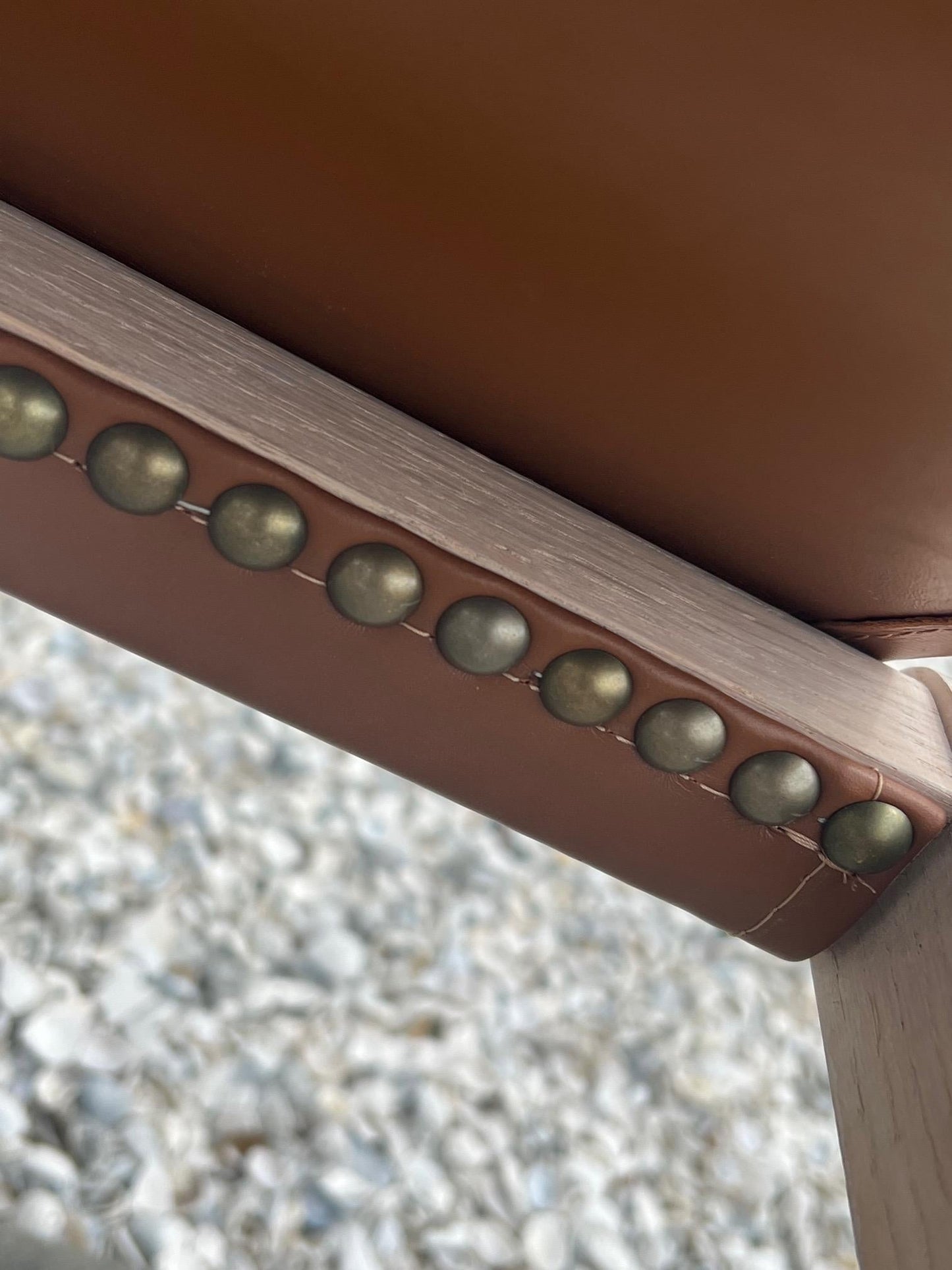 Frisman Vintage Oak Stools with Stitched Leather Tops