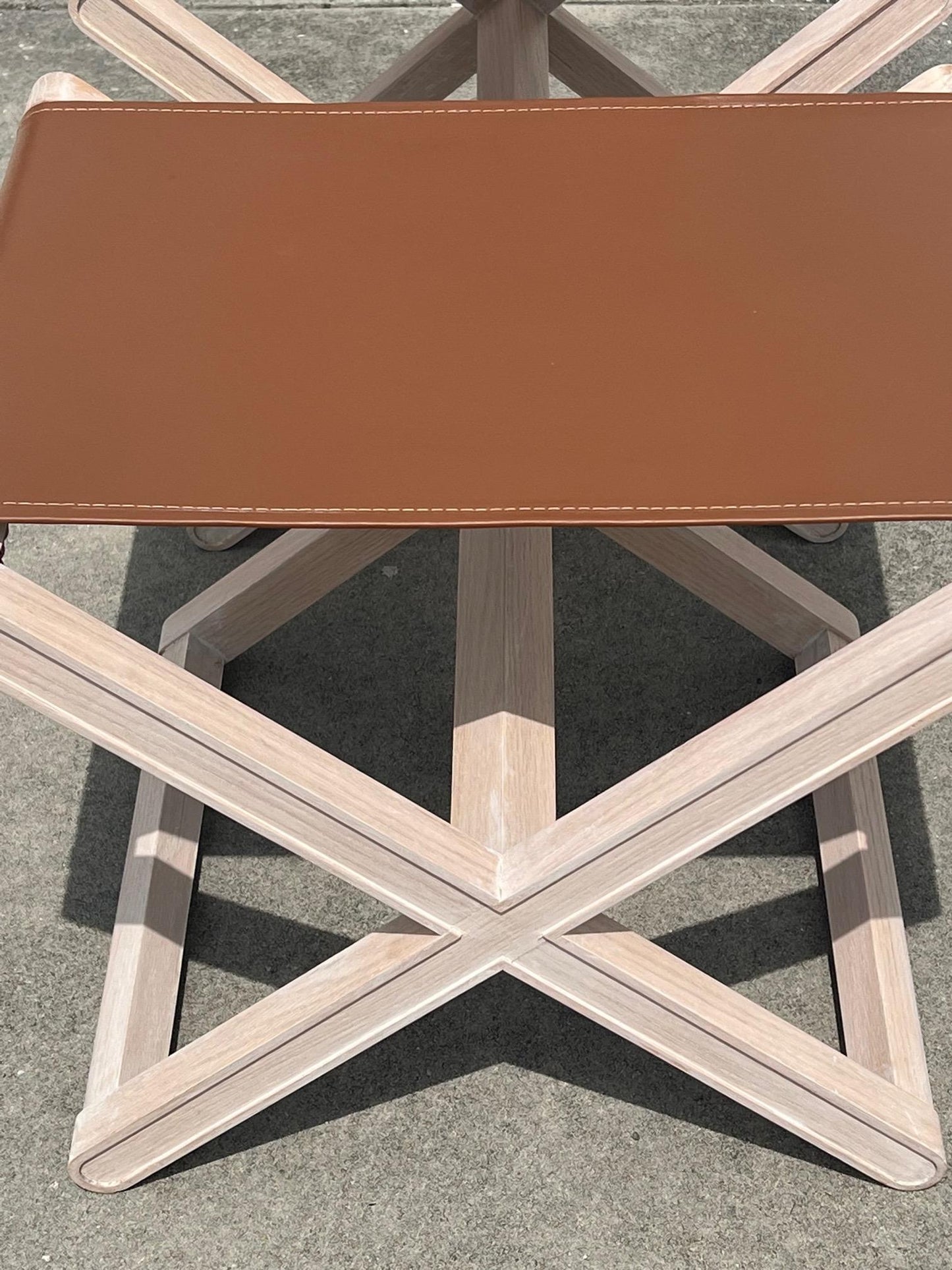 Frisman Vintage Oak Stools with Stitched Leather Tops